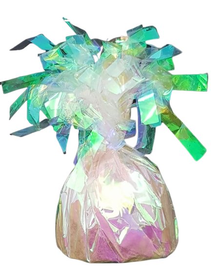 משקולת לבלונים בצבע שקוף הולגרפי