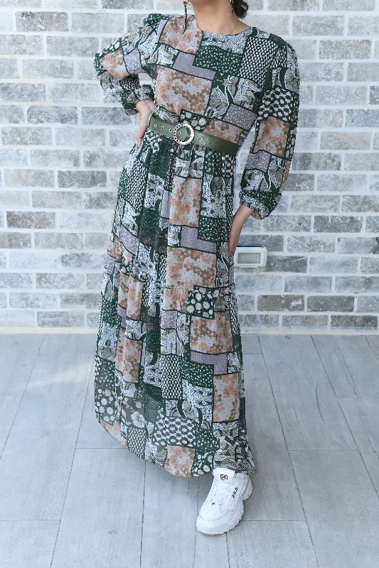 שמלת הדפסים צנועה