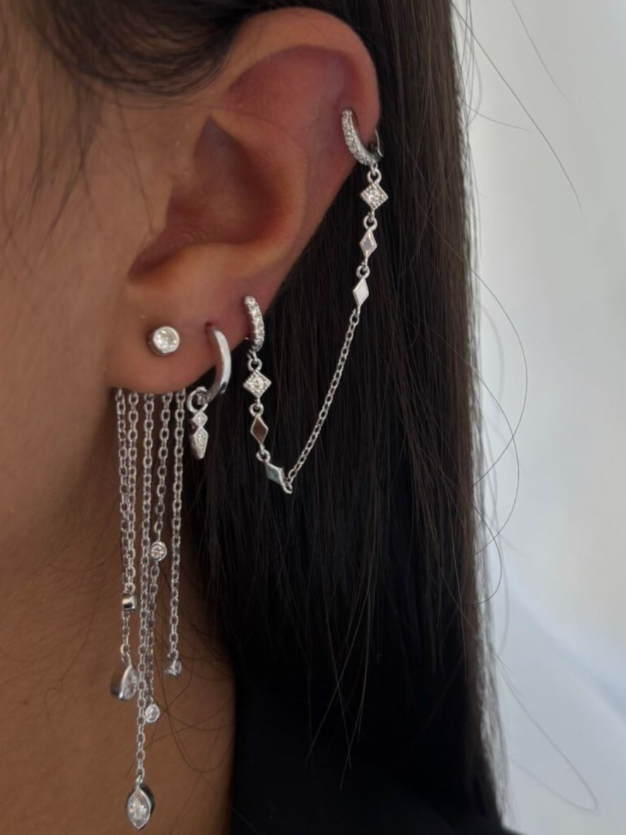 עגילי חישוק  שרשרת