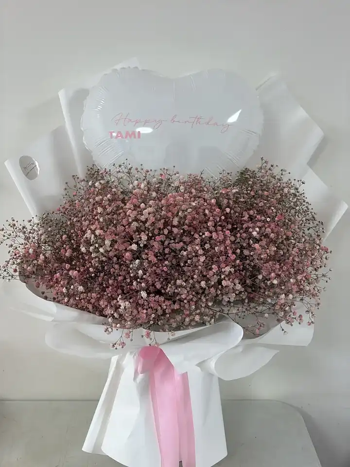 זר בלון גיבסנית ורודה