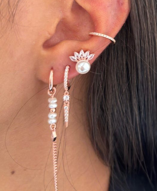 עגיל  משובץ נופל