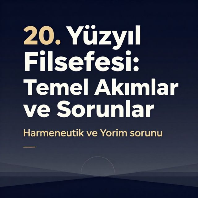 20. Yüzyıl Felsefesinin Temel Akımları ve Sorunları