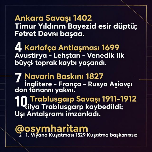 Osmanlı Tarihinde Önemli Olaylar ve Dönüm Noktaları