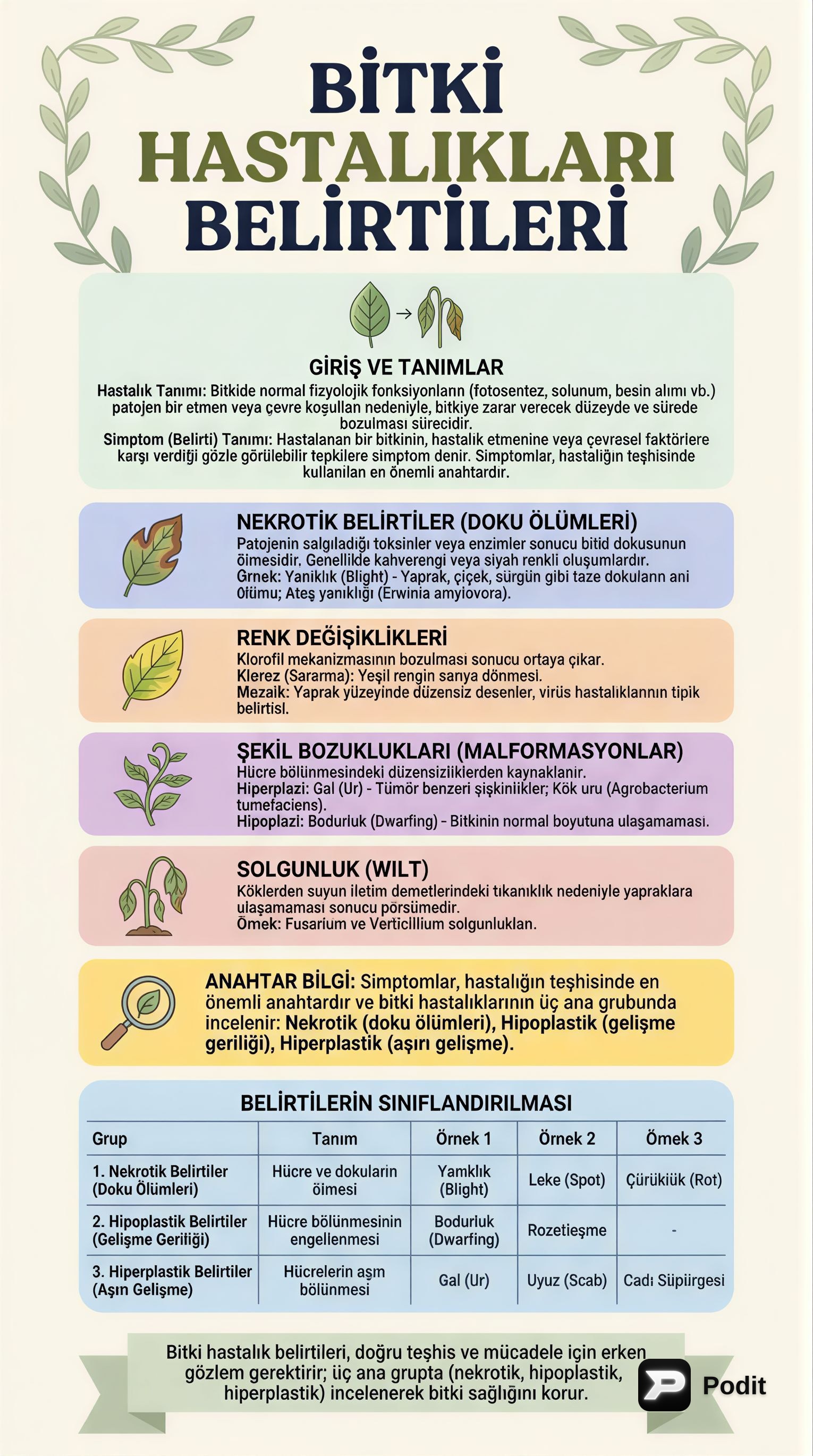 Bitki Hastalıkları, Etmenleri ve Mücadele Yöntemleri - görsel özet infografik