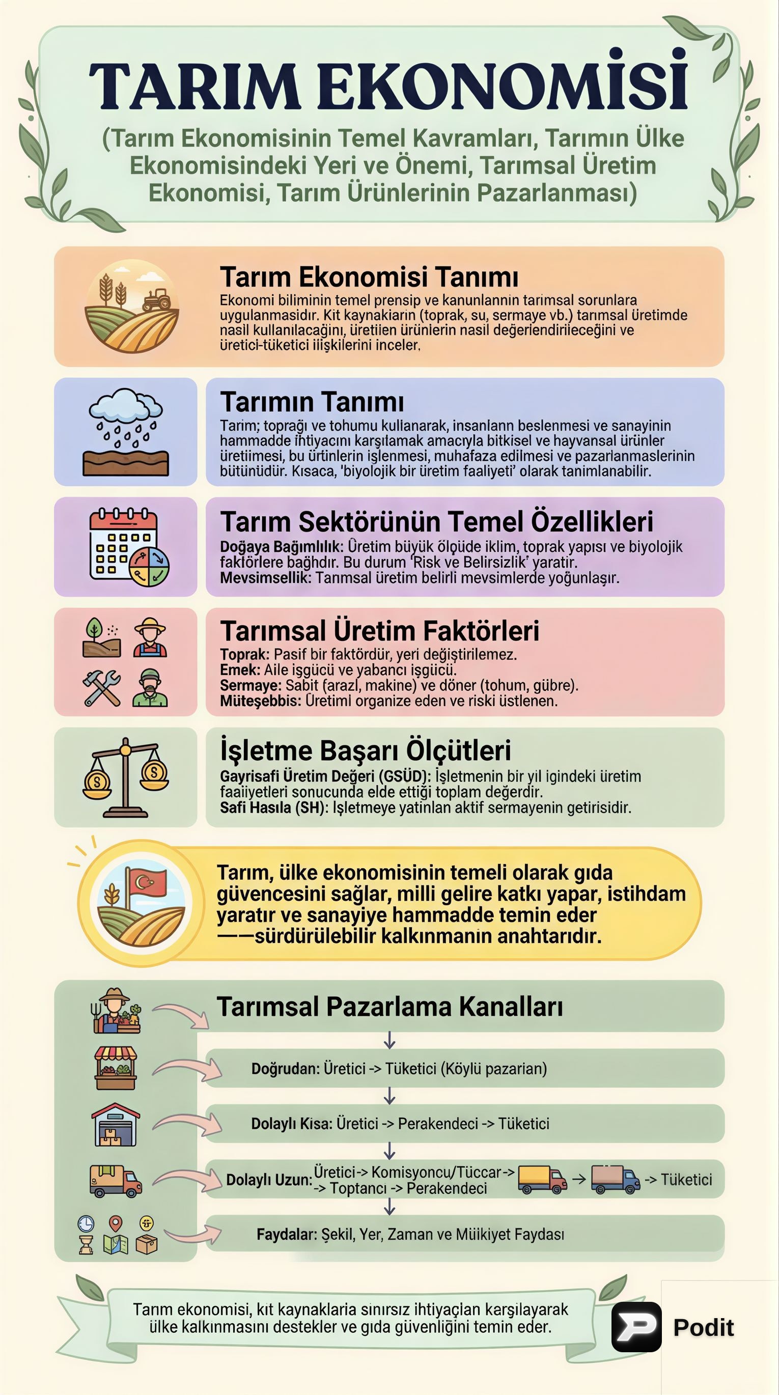 Tarım Ekonomisinin Temel Kavramları ve Önemi - görsel özet infografik