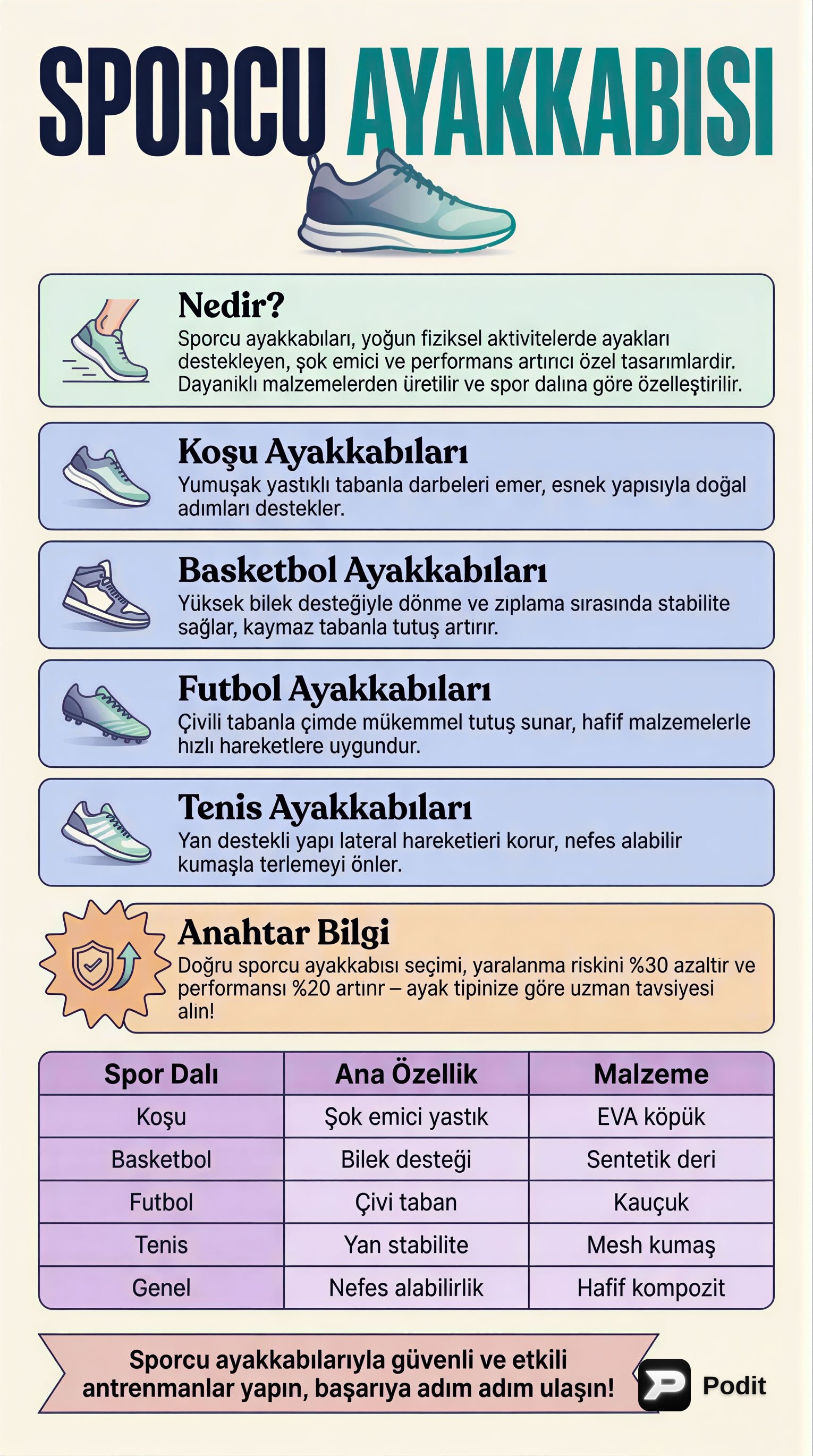 Sporcu Ayakkabısı: Temel Bir Bakış - görsel özet infografik
