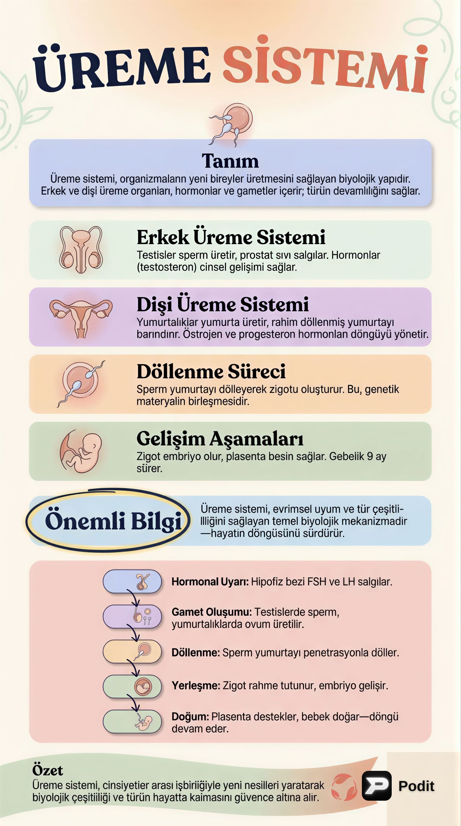 Üreme Sistemi: Yaşamın Devamlılığı - görsel özet infografik