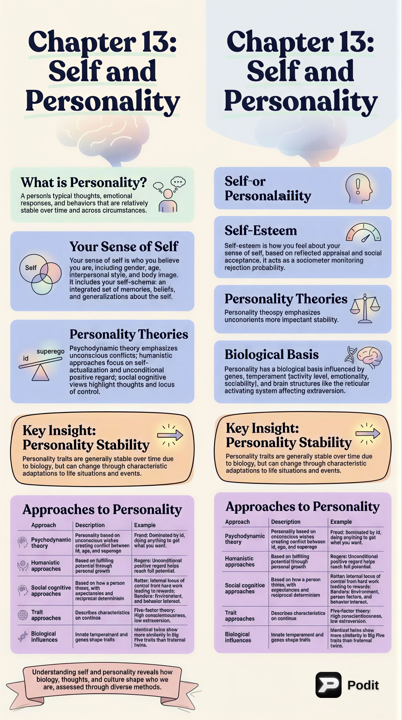 Self and Personality: Psychological Perspectives - görsel özet infografik