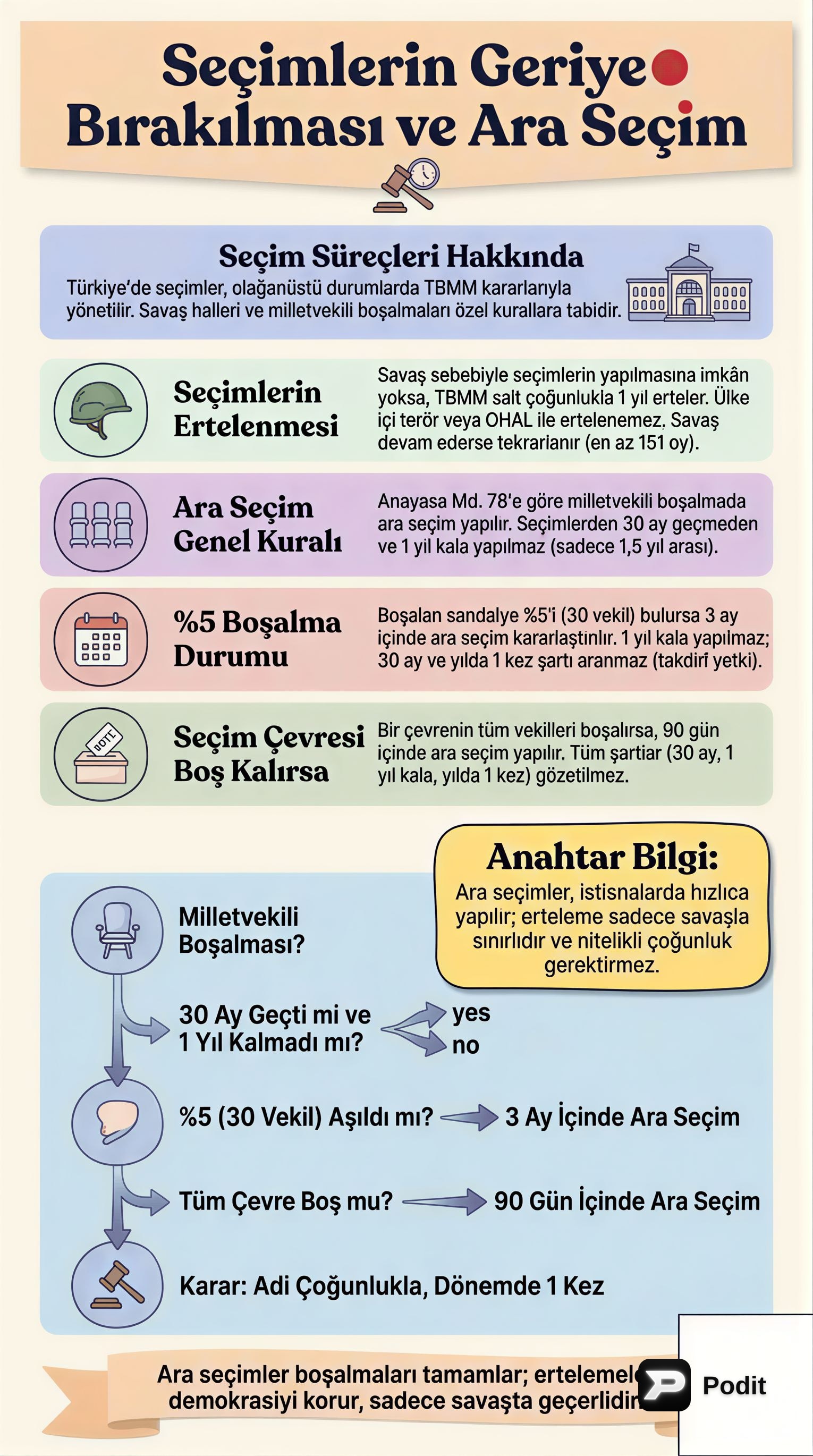 Seçimlerin Geriye Bırakılması ve Ara Seçim Süreçleri - görsel özet infografik