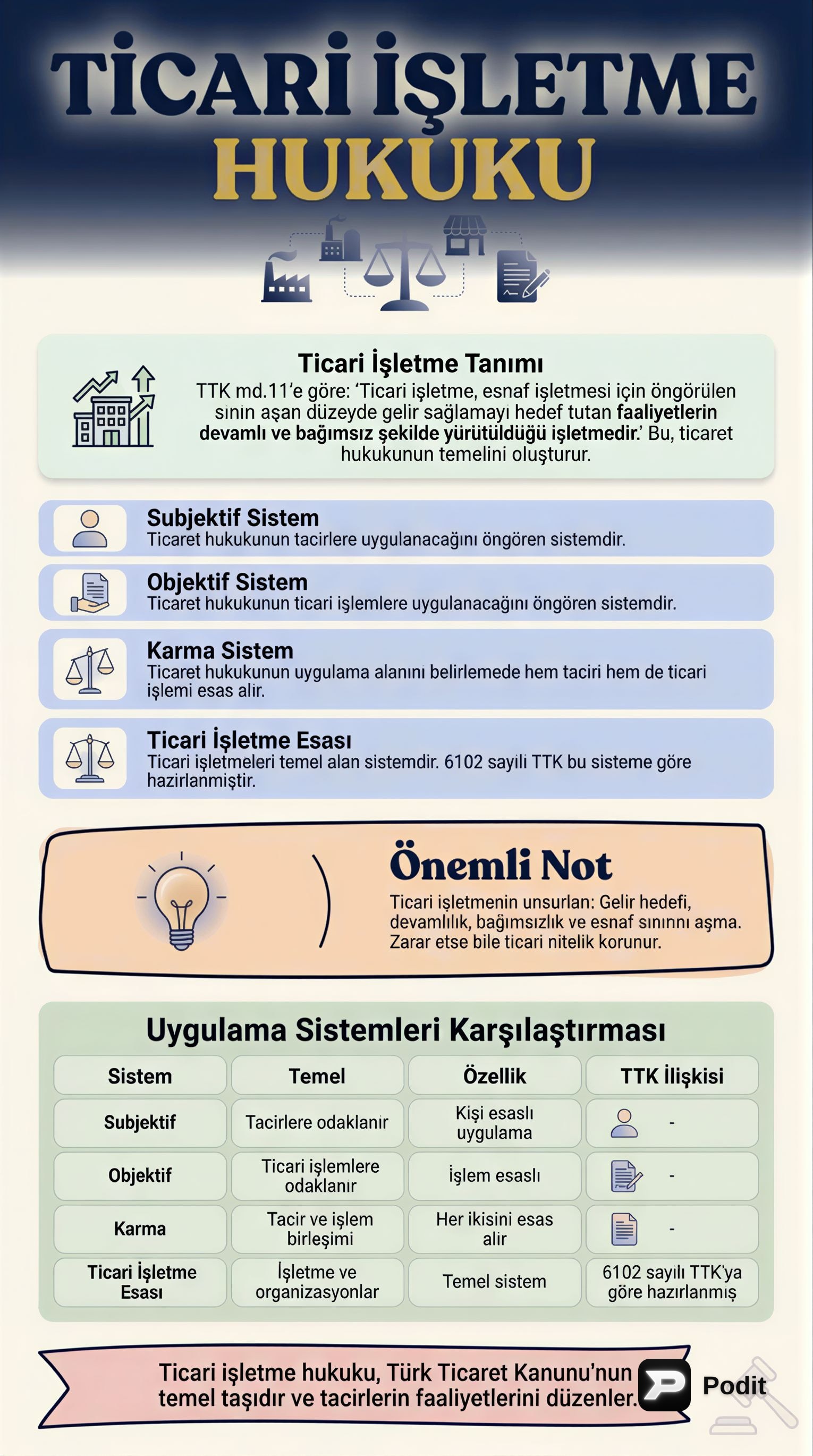 Ticaret Hukukunun Temel Kavramları ve Uygulama Alanları - görsel özet infografik