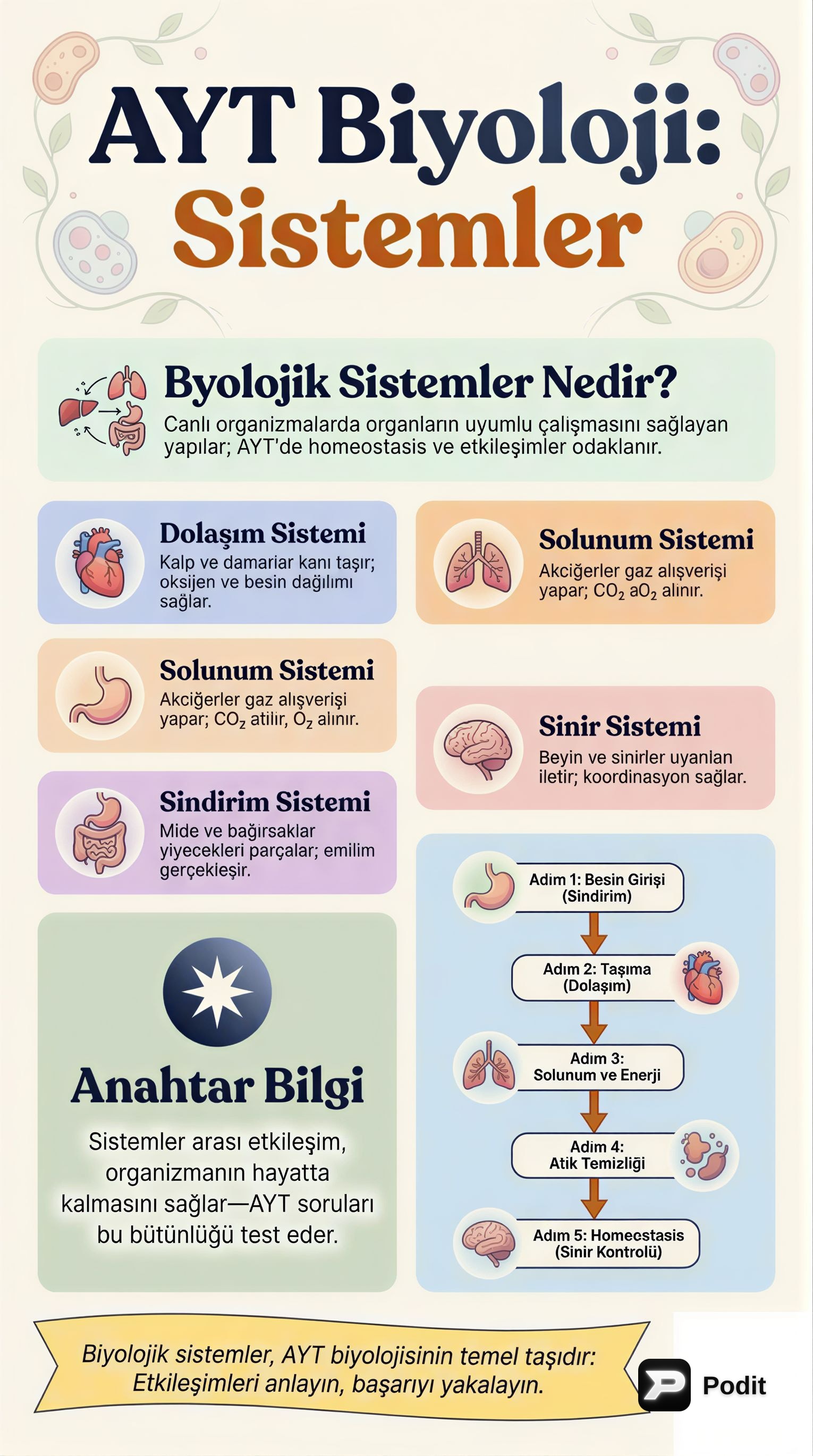 AYT Biyoloji Sistemleri: Kapsamlı Bir İnceleme - görsel özet infografik