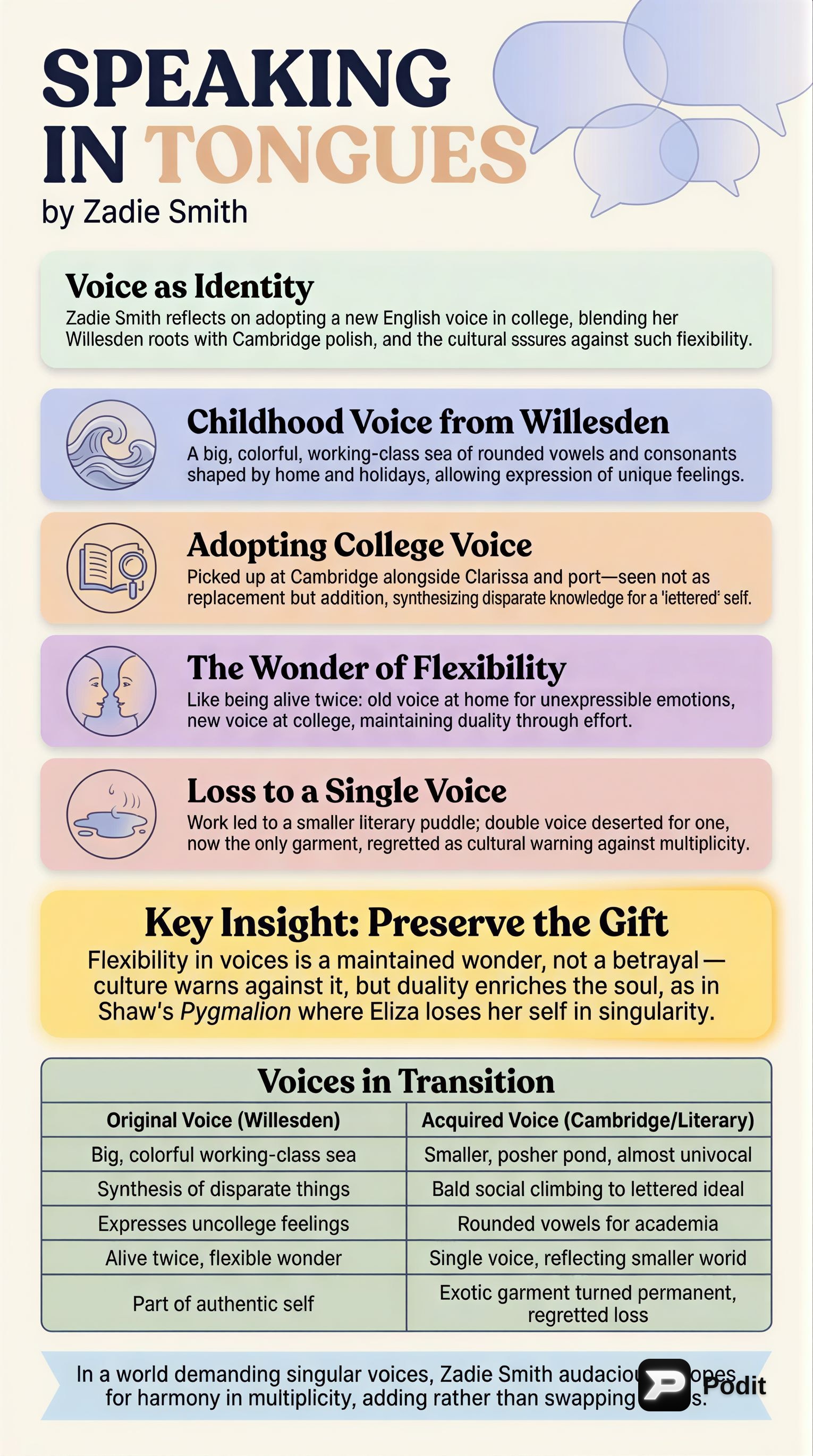 Speaking in Tongues: Voice, Identity, and Multiplicity - görsel özet infografik