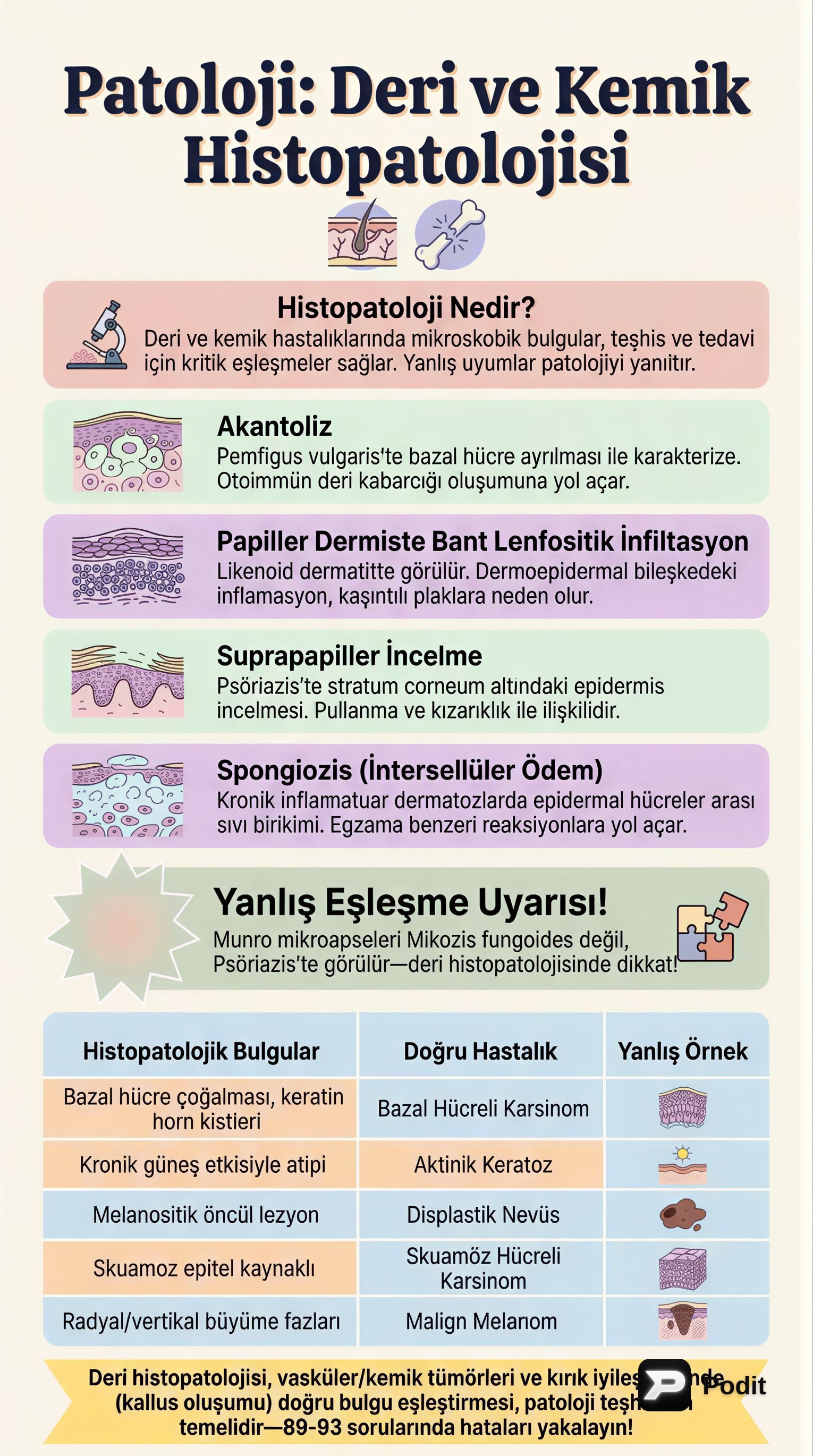 Patoloji ve Klinik Bilgiler: Temel Yaklaşımlar - görsel özet infografik