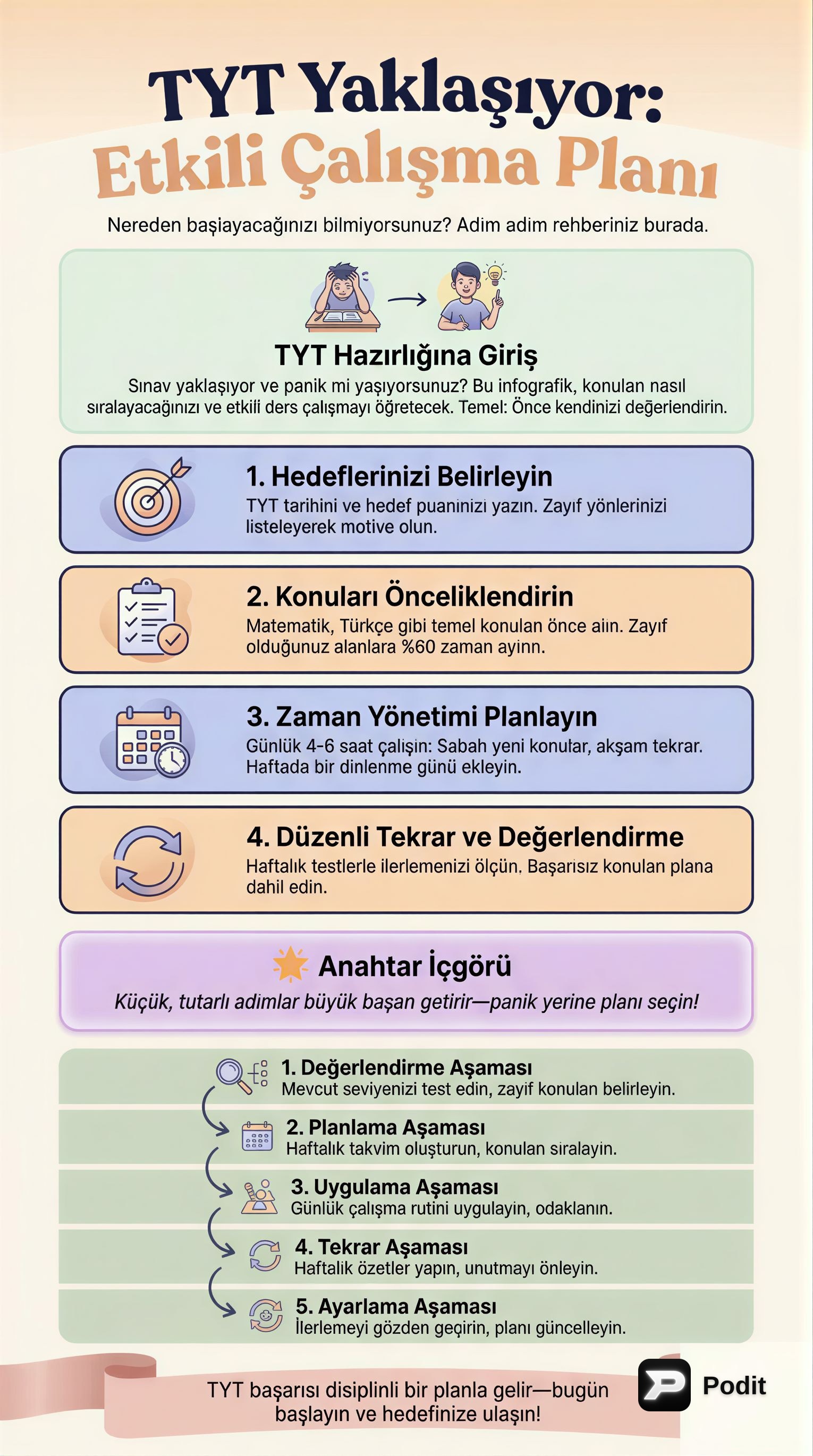 TYT Sınavına Hazırlıkta Etkili Ders Çalışma Stratejileri - görsel özet infografik