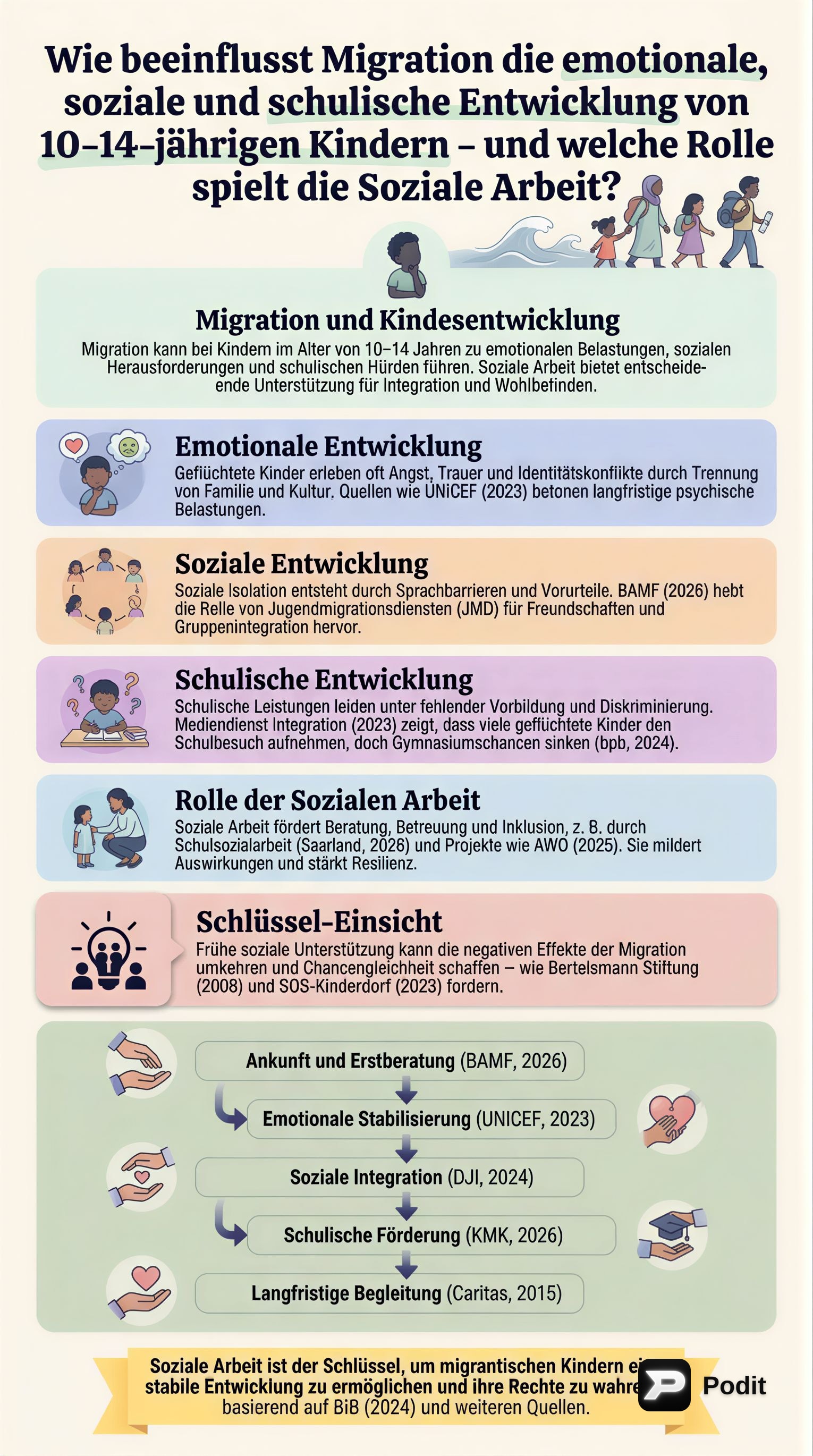 Migration, Kinderentwicklung und Soziale Arbeit - görsel özet infografik