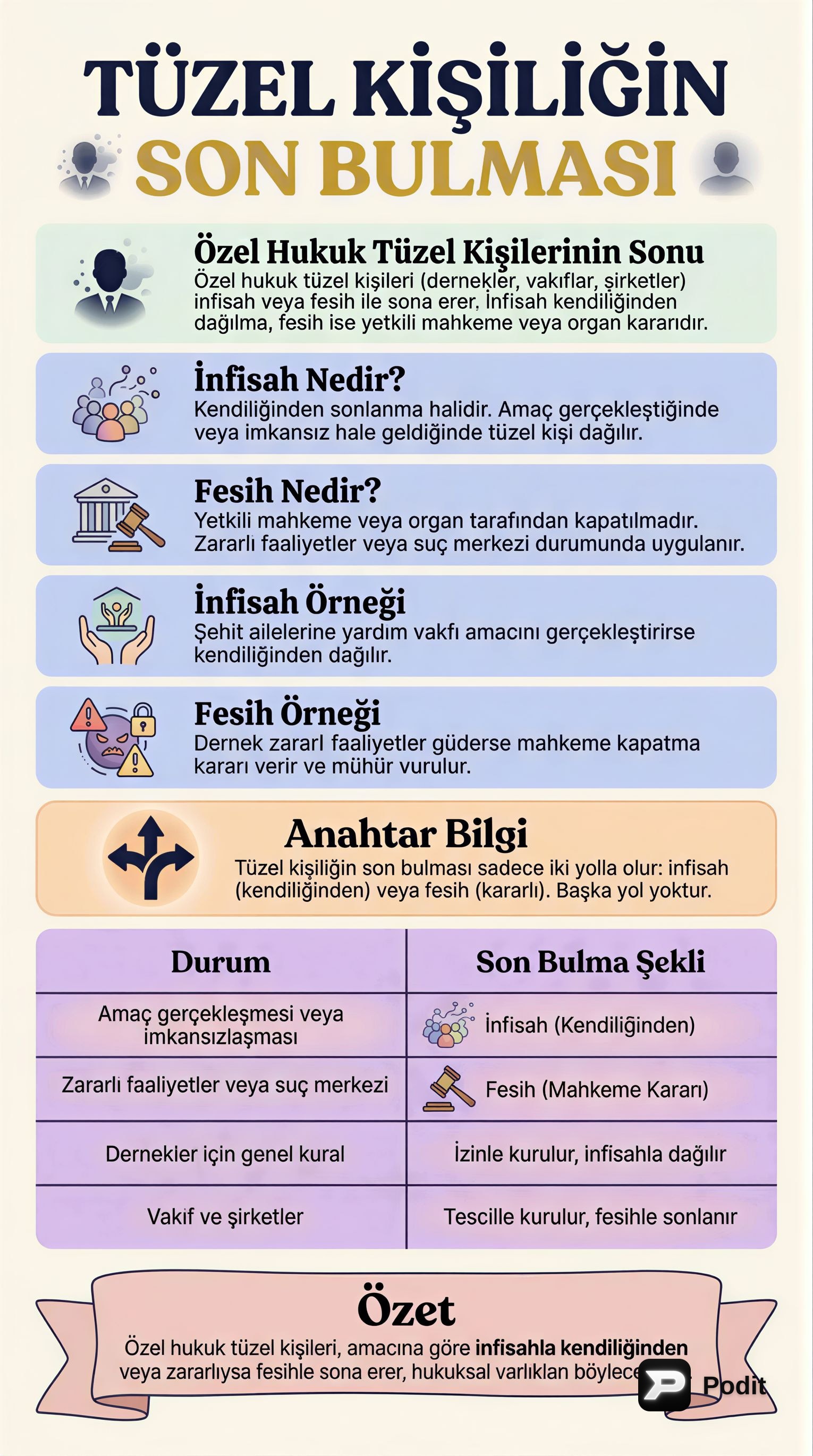 Tüzel Kişiliğin Son Bulması: Hukuki Süreçler - görsel özet infografik