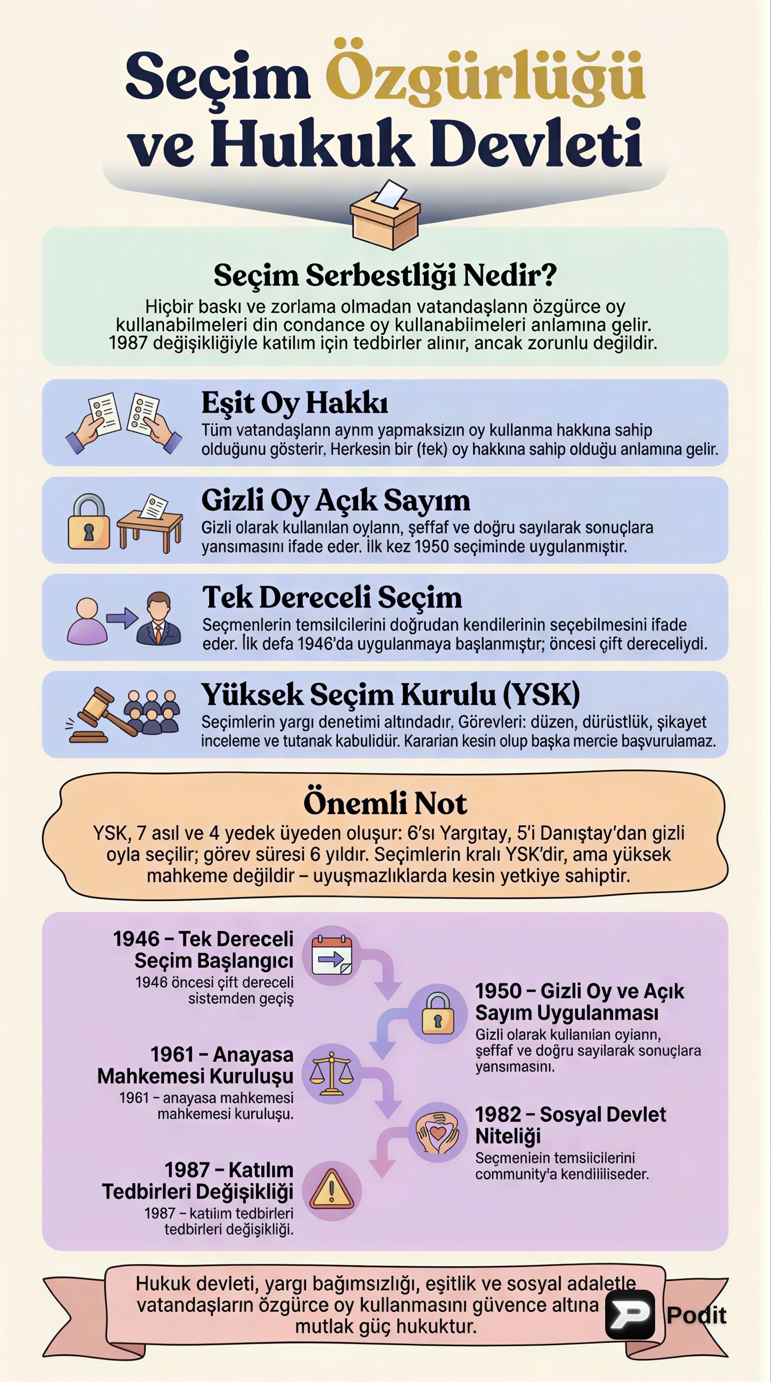 Türkiye Cumhuriyeti'nin Temel Nitelikleri ve Seçim Esasları - görsel özet infografik