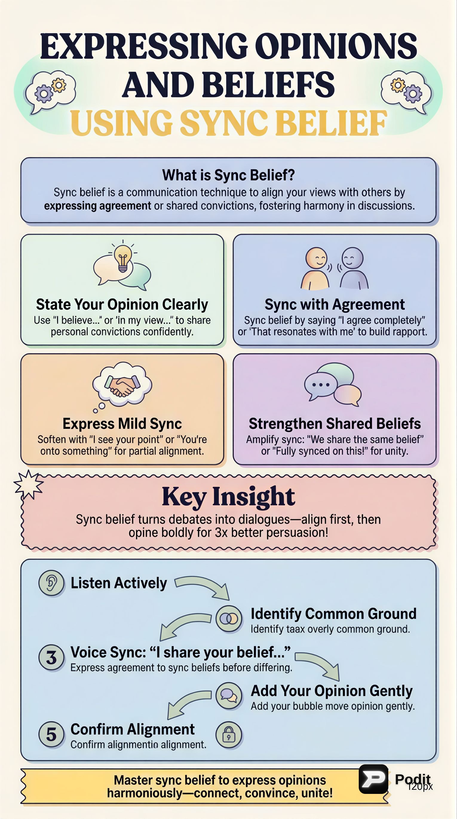 Expressing Opinions and Beliefs Using Sync Belief - görsel özet infografik