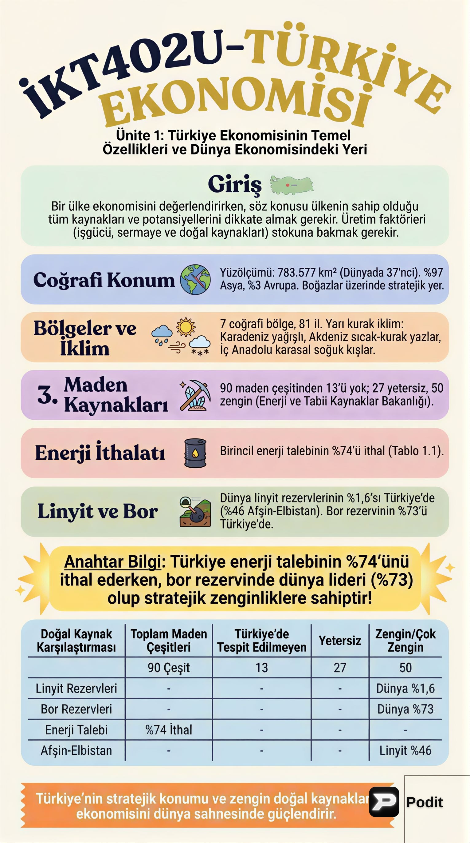 Türkiye Ekonomisinin Temel Özellikleri ve Gelişimi - görsel özet infografik