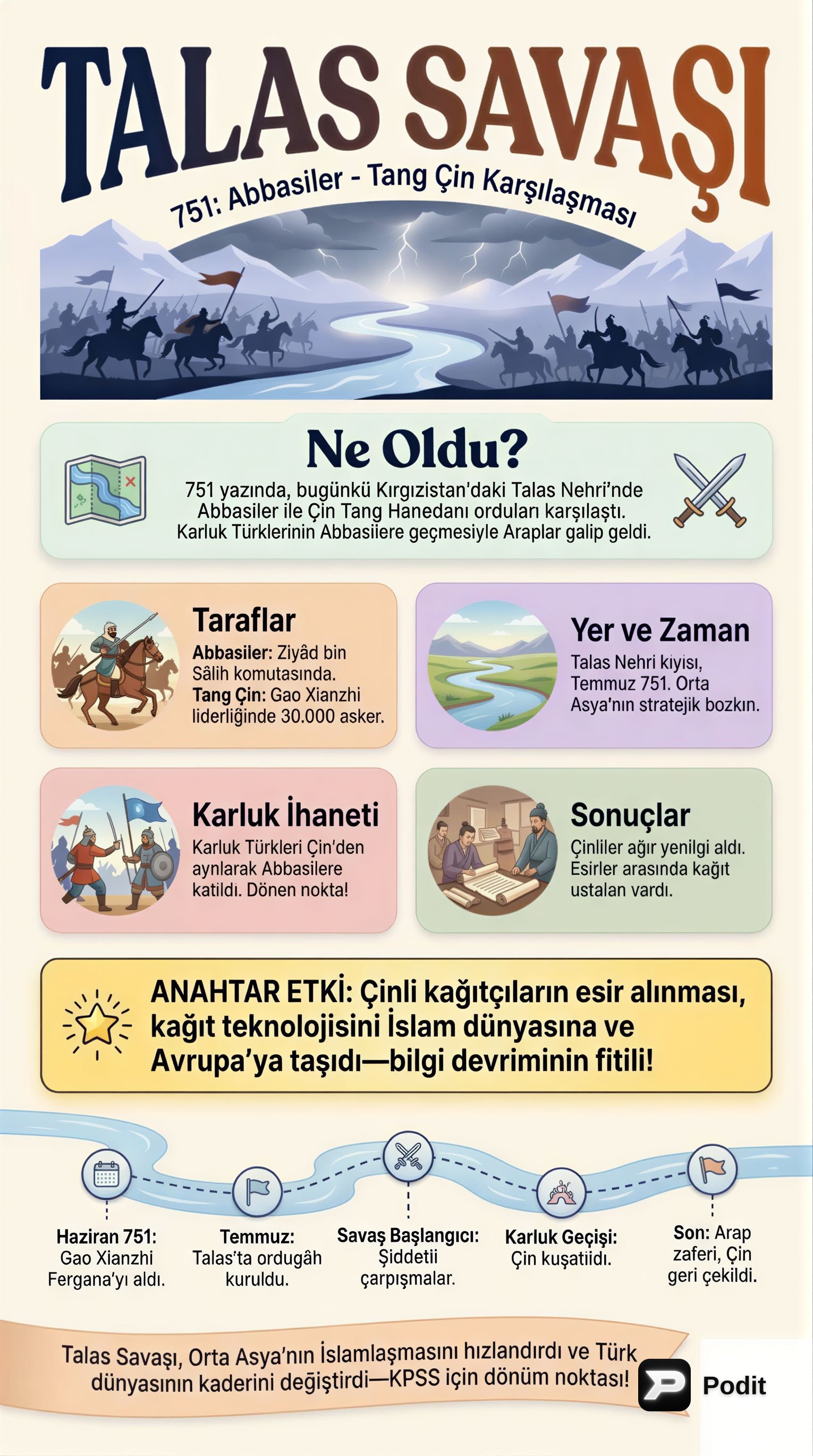 Talas Savaşı: Nedenleri, Seyri ve Sonuçları - görsel özet infografik