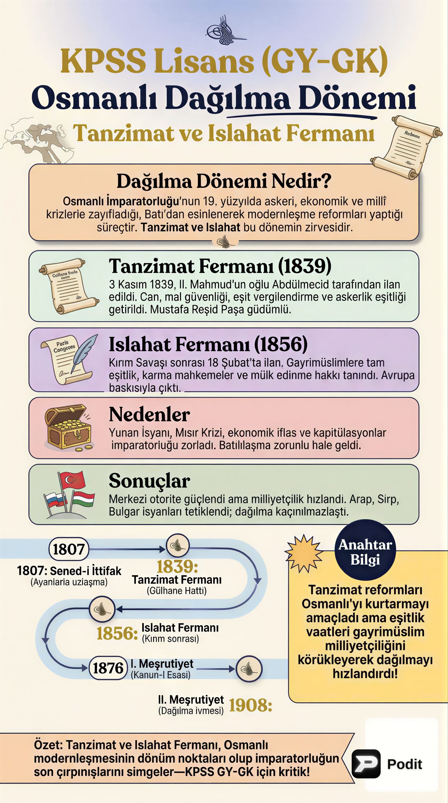 Osmanlı Dağılma Dönemi: Tanzimat ve Islahat Fermanları - görsel özet infografik