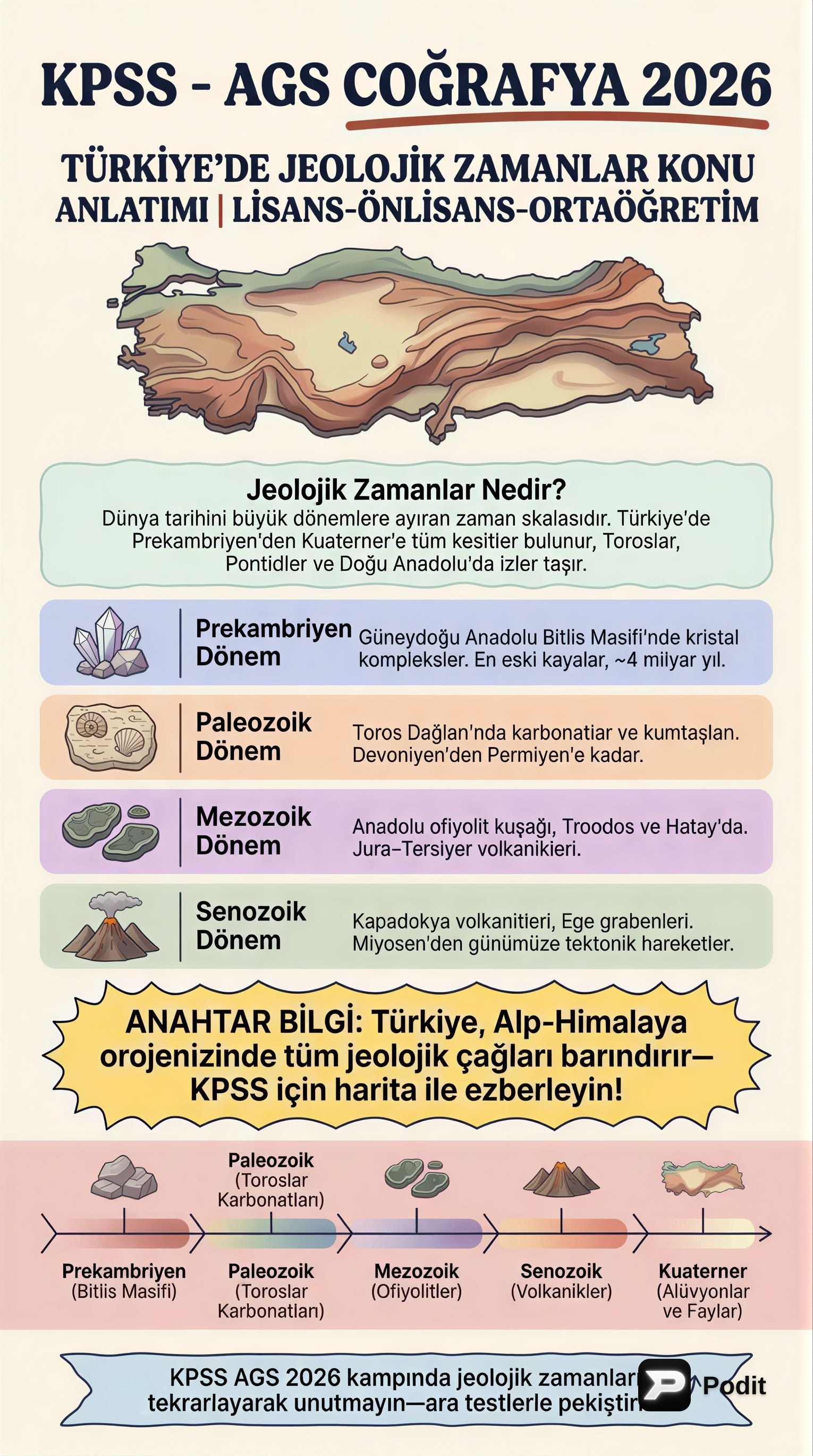 Türkiye'de Jeolojik Zamanlar: Coğrafyanın Temelleri - görsel özet infografik