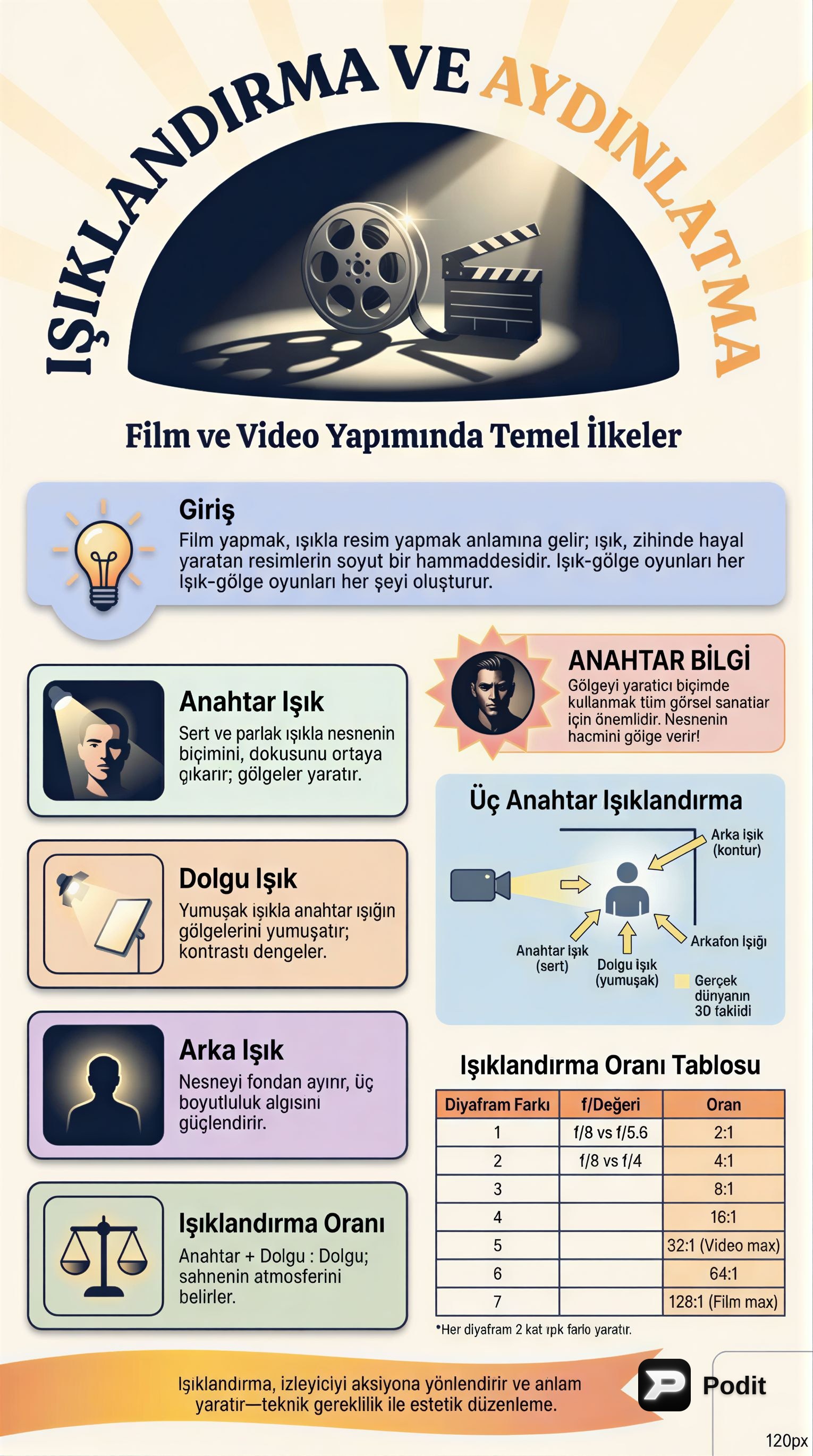 Film ve Video Yapımında Işıklandırma ve Aydınlatma - görsel özet infografik