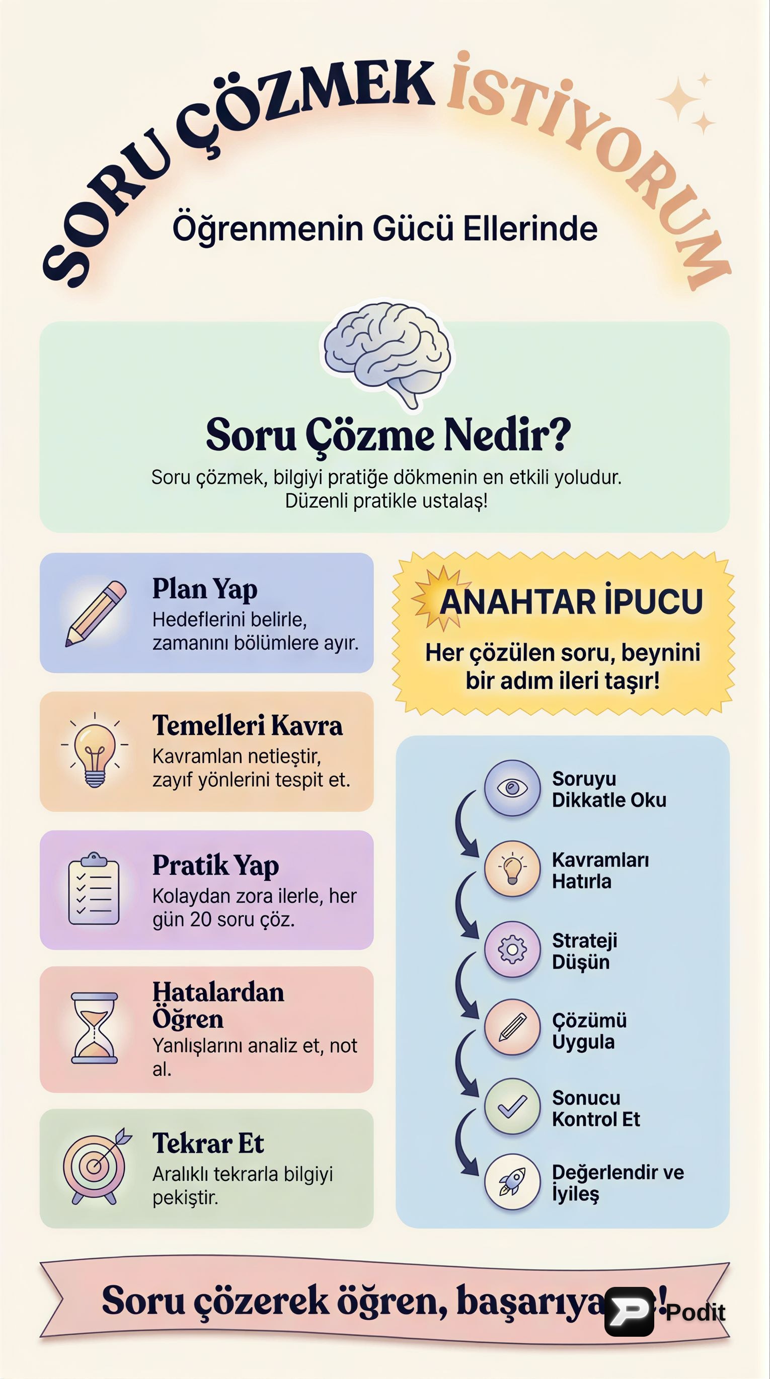 Etkili Soru Çözme Teknikleri: Başarıya Giden Yol - görsel özet infografik