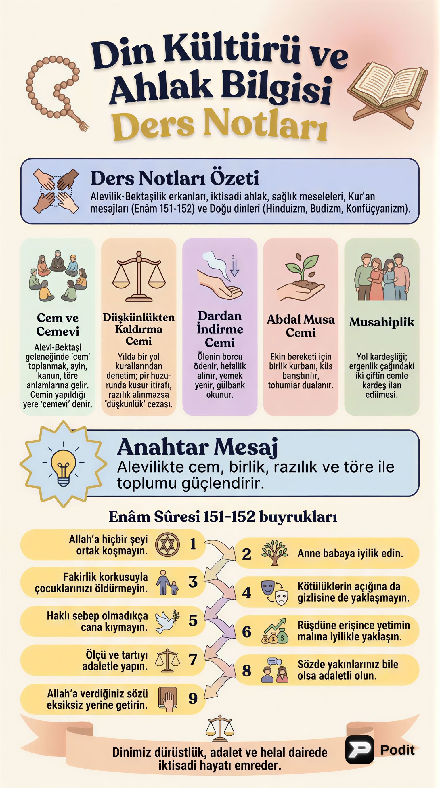 Din ve Ahlak Bilgisinde Temel Kavramlar - görsel özet infografik