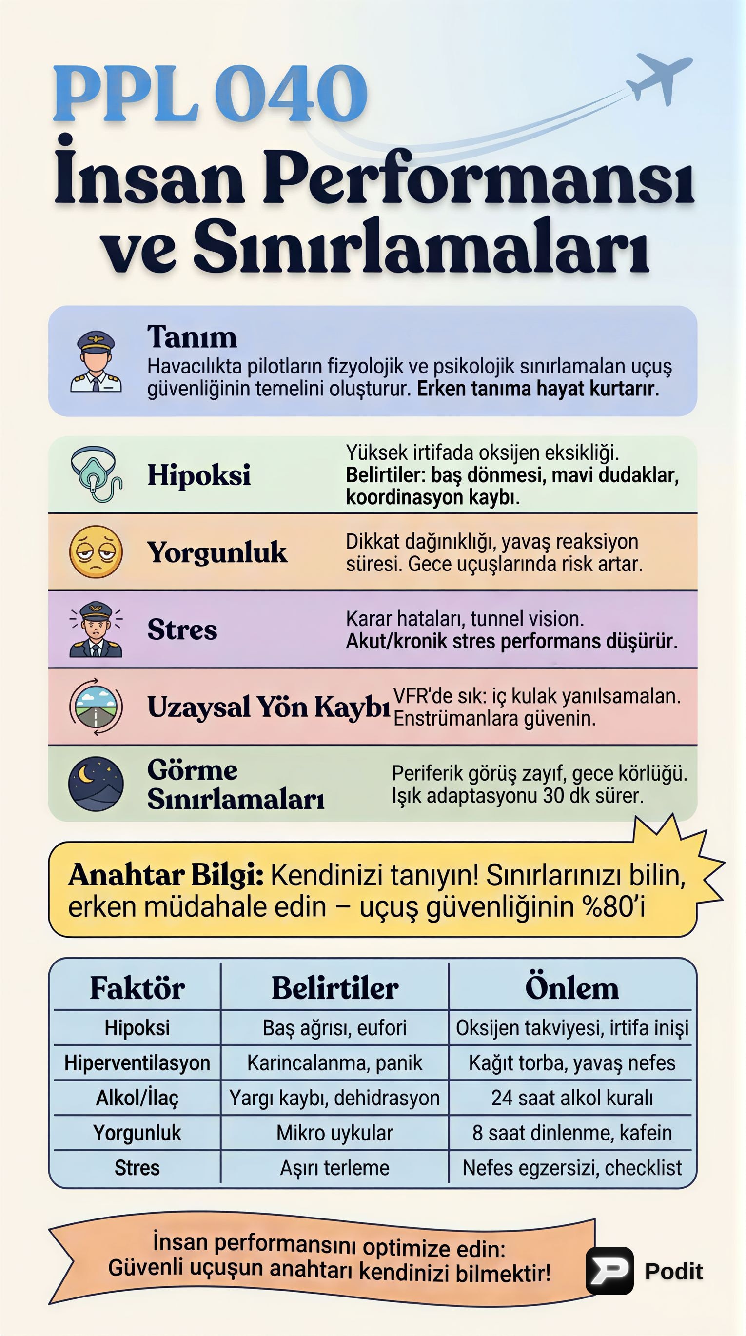 Havacılıkta İnsan Performansı ve Sınırları - görsel özet infografik