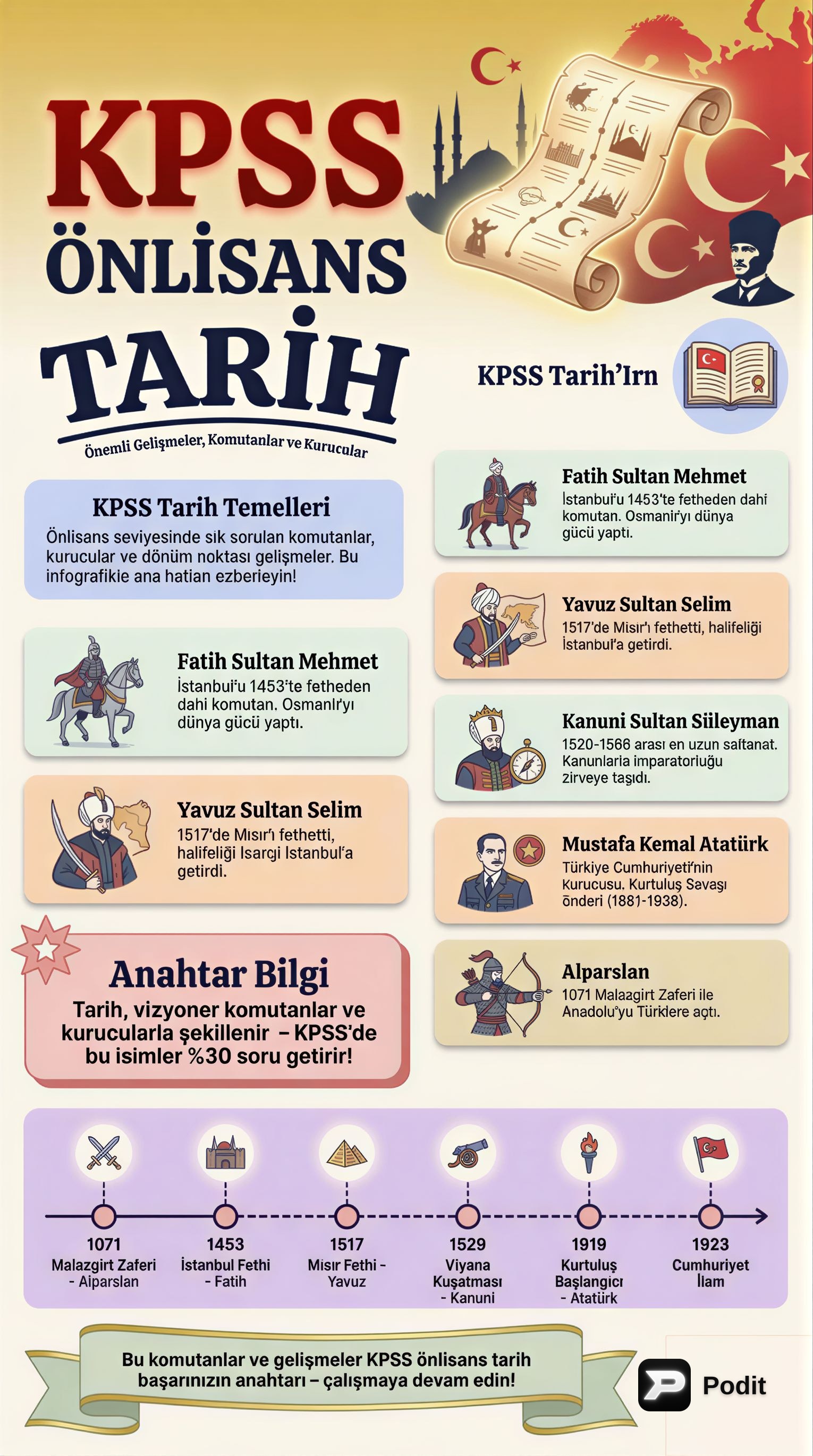 KPSS Ön Lisans Tarih: Önemli Gelişmeler ve Kurucular - görsel özet infografik