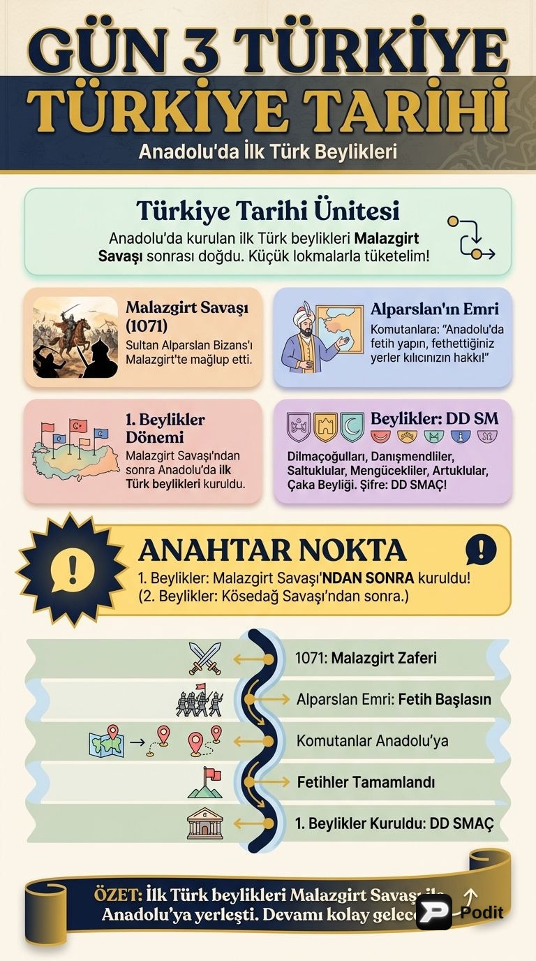 Türkiye Tarihi: Kuruluşundan Günümüze Genel Bir Bakış - görsel özet infografik