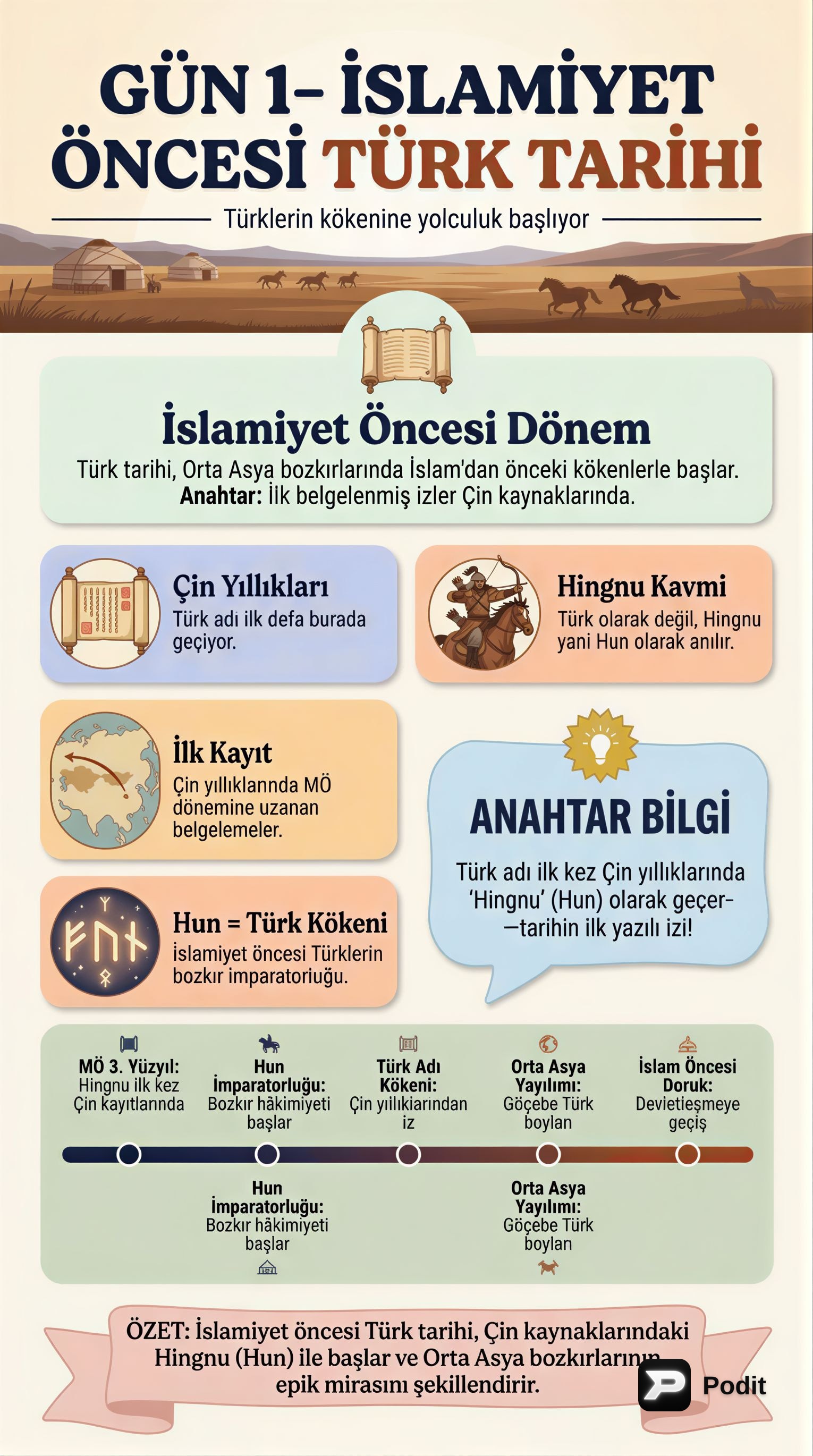 İslamiyet Öncesi Türk Tarihi - görsel özet infografik
