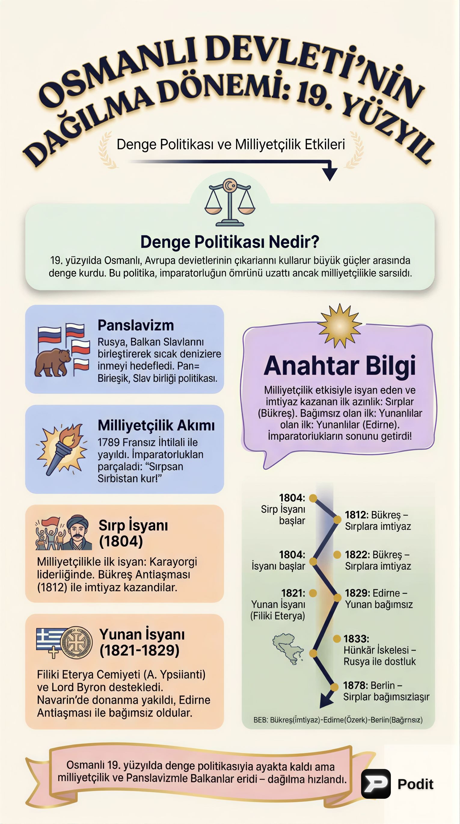Osmanlı Devleti'nin 19. Yüzyıl Siyasi Gelişmeleri - görsel özet infografik