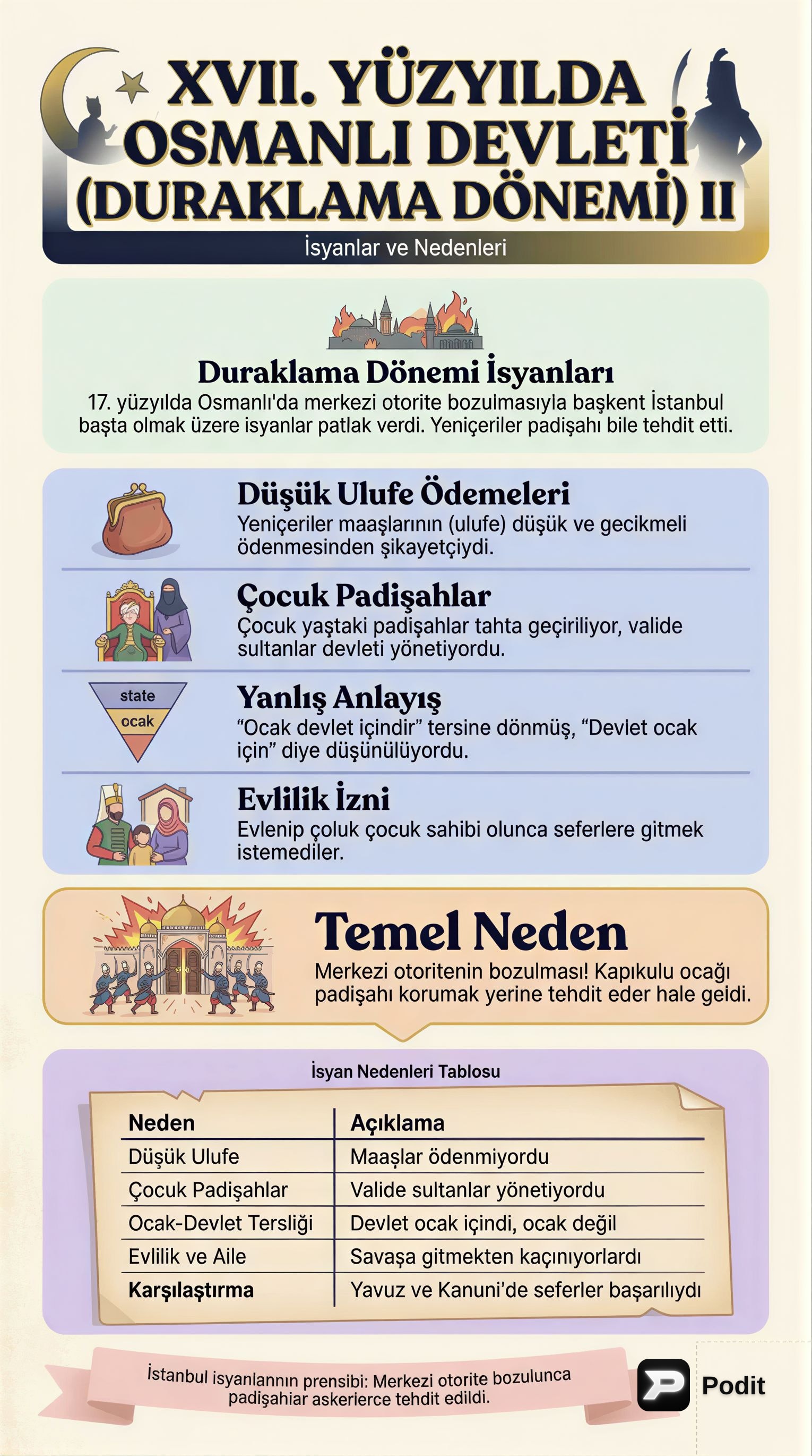 XVII. Yüzyıl Osmanlı Duraklama Dönemi II - görsel özet infografik