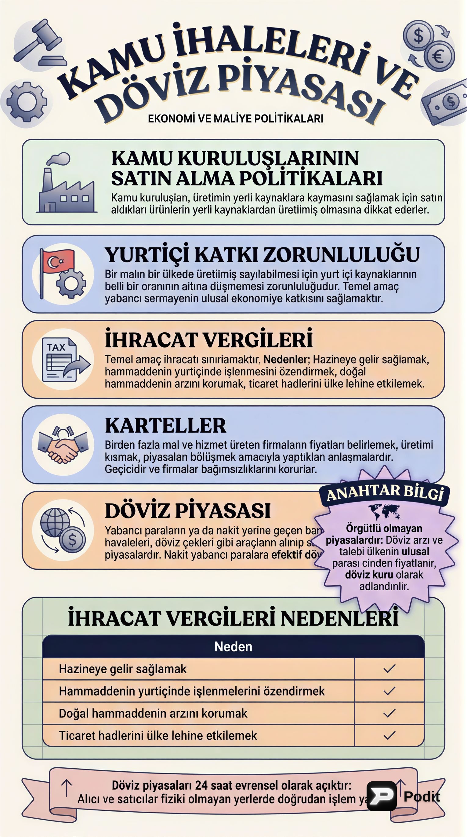 Ekonomi ve Maliye Politikalarının Temel Kavramları - görsel özet infografik