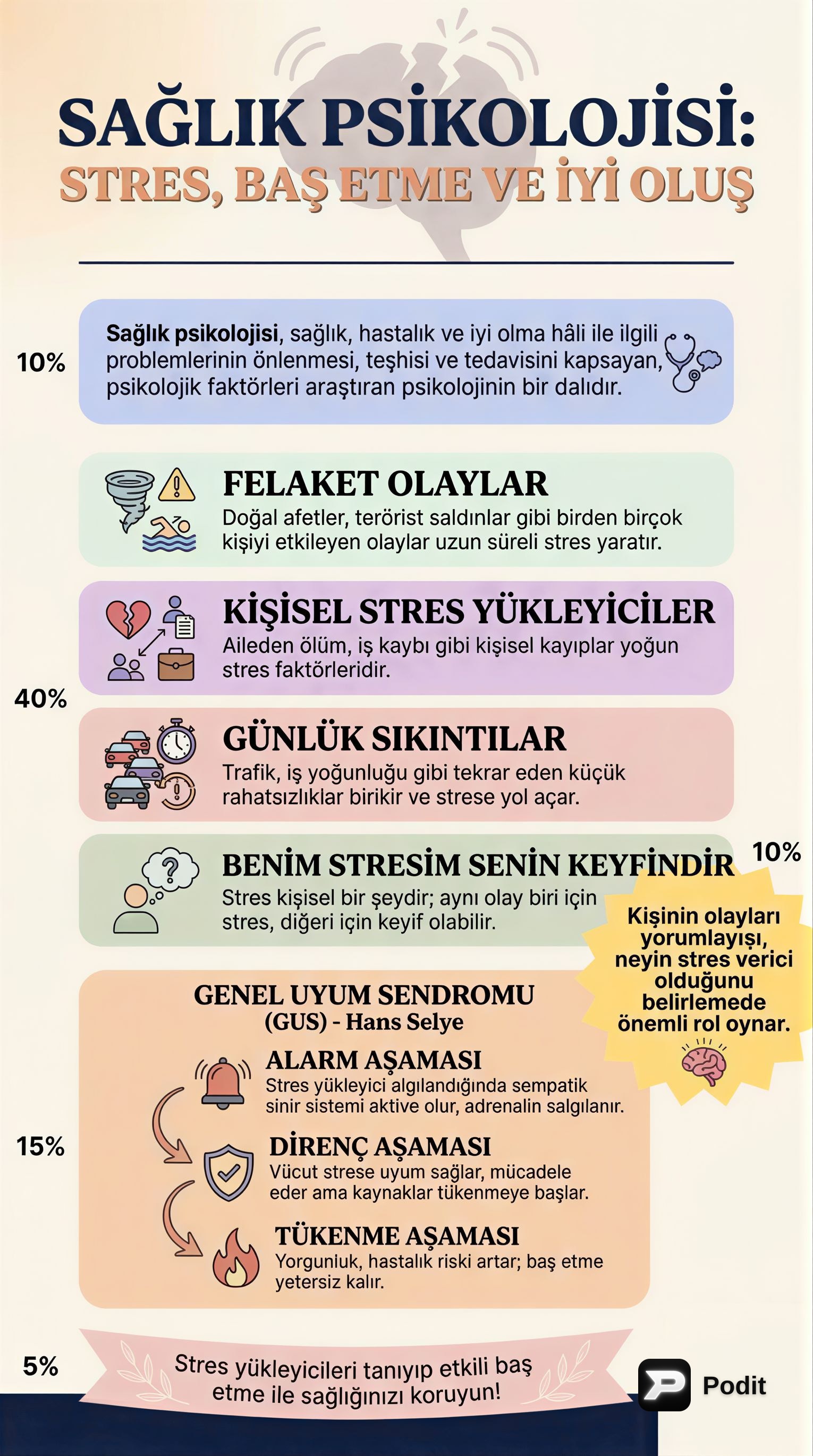 Sağlık Psikolojisi: Stres, Başa Çıkma ve İyi Oluş - görsel özet infografik