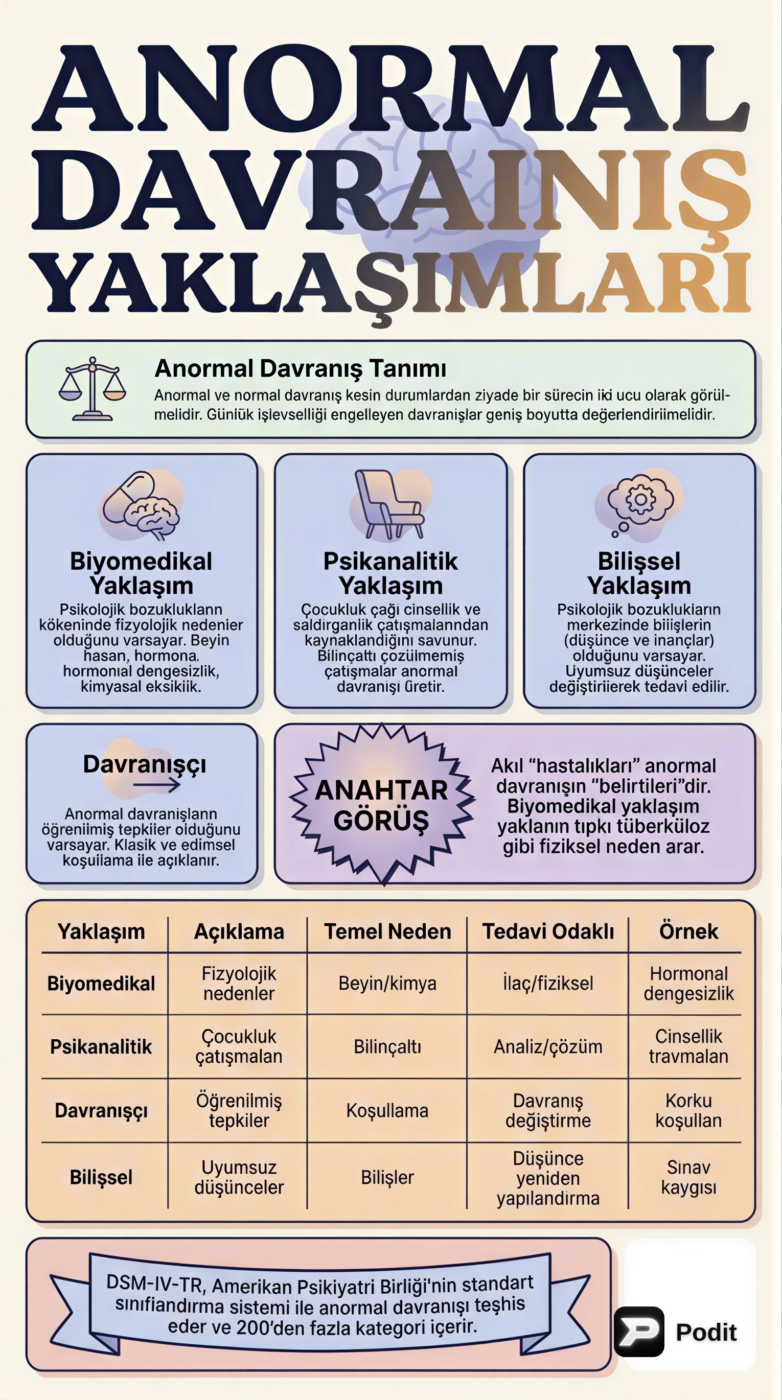 Psikolojik Bozukluklar ve Tedavi Yaklaşımları - görsel özet infografik