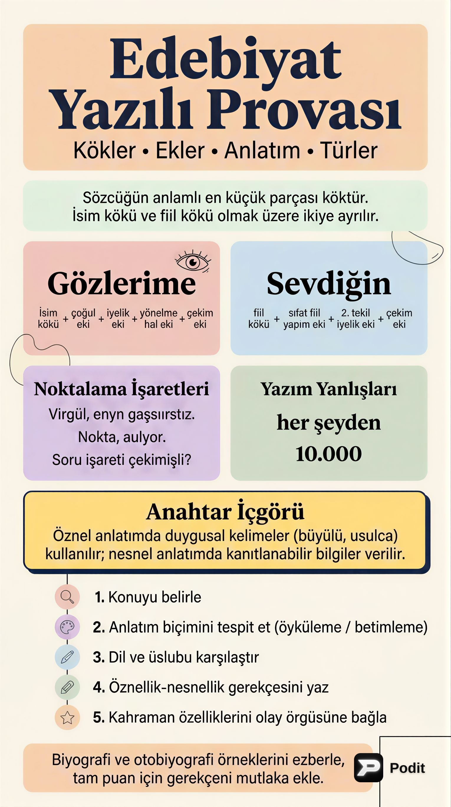 Edebiyat Sınavı Hazırlığı: Temel Konular ve Metin İncelemesi - görsel özet infografik