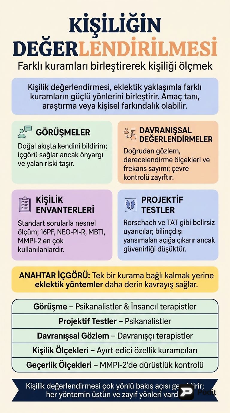 Kişiliğin Değerlendirilmesi: Yöntemler ve Eleştiriler - görsel özet infografik
