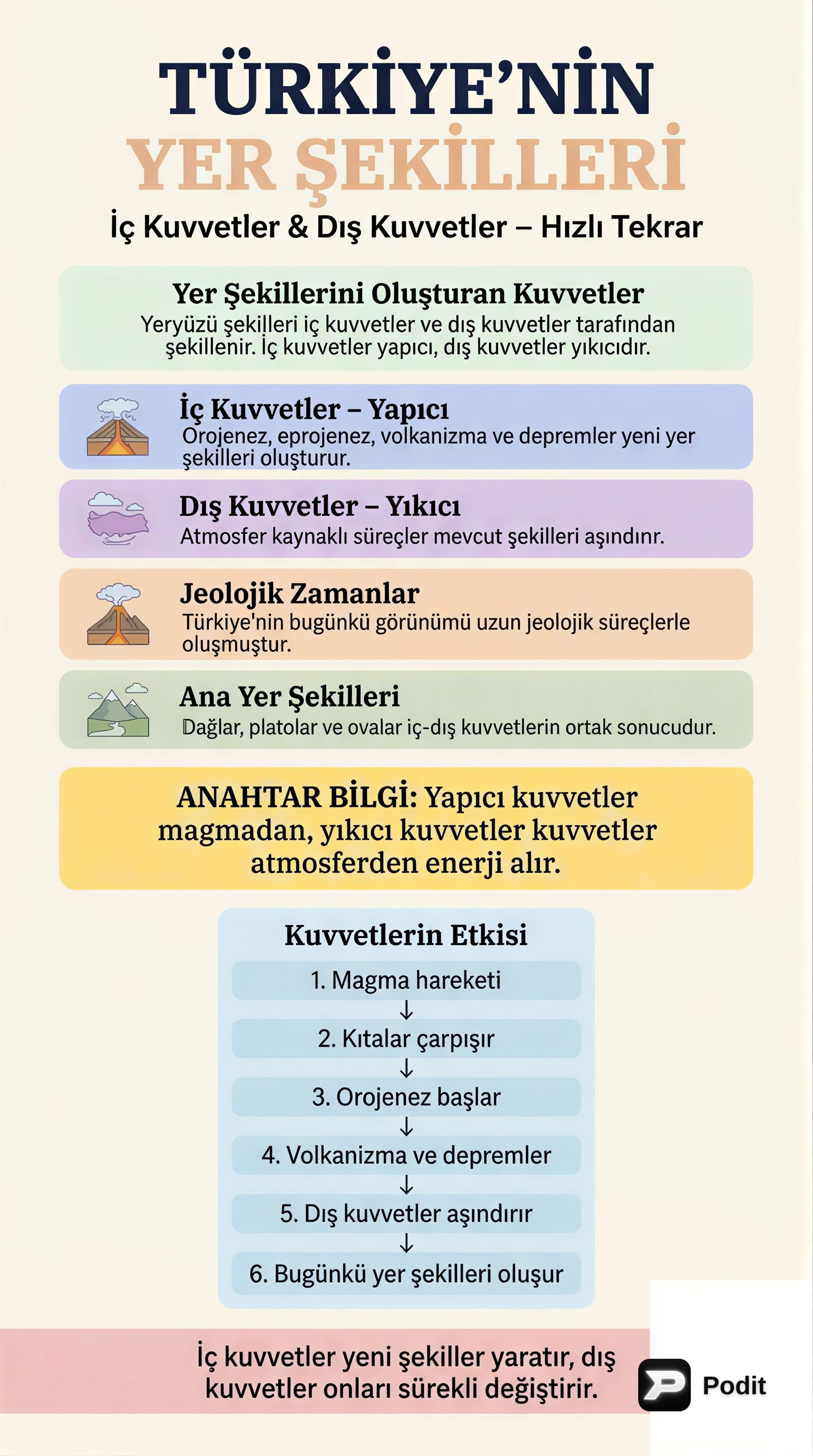 Türkiye'nin Yer Şekilleri: Jeolojik Yapı ve Oluşum Süreçleri - görsel özet infografik