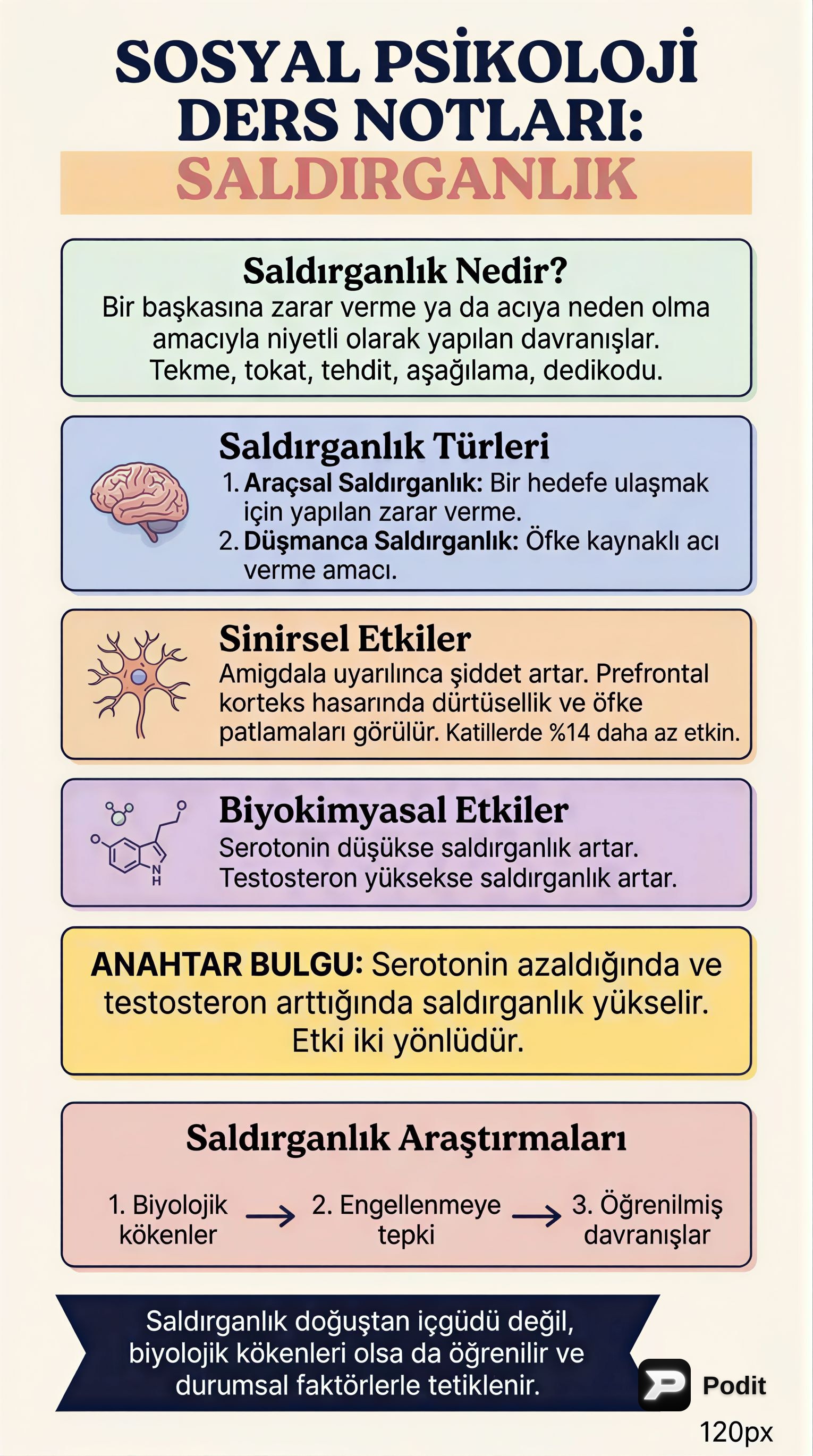 Sosyal Psikolojide Saldırganlık, Yardım ve İlişkiler - görsel özet infografik