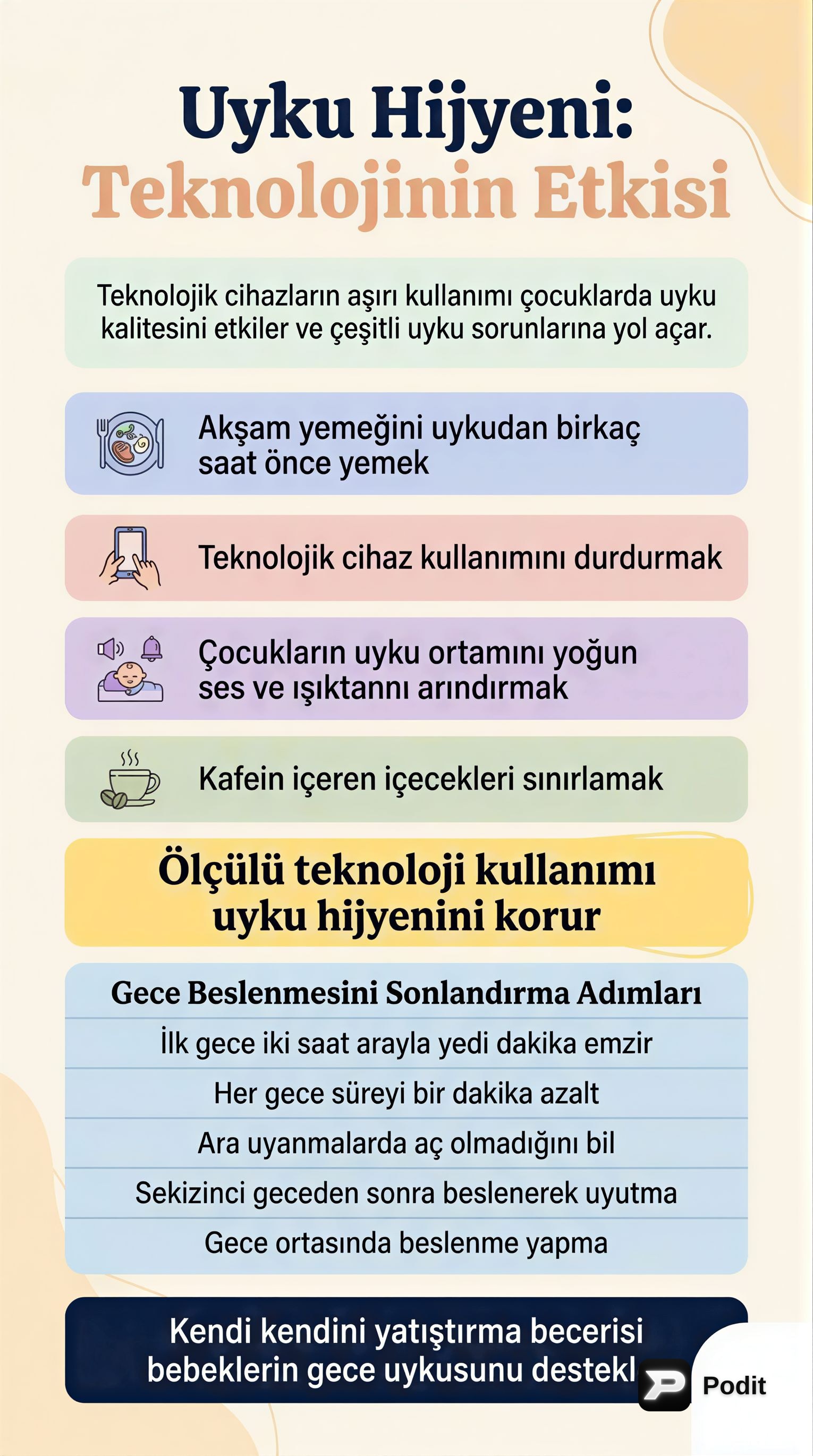 Çocuklarda Uyku Hijyeni ve Uyku Bozuklukları - görsel özet infografik