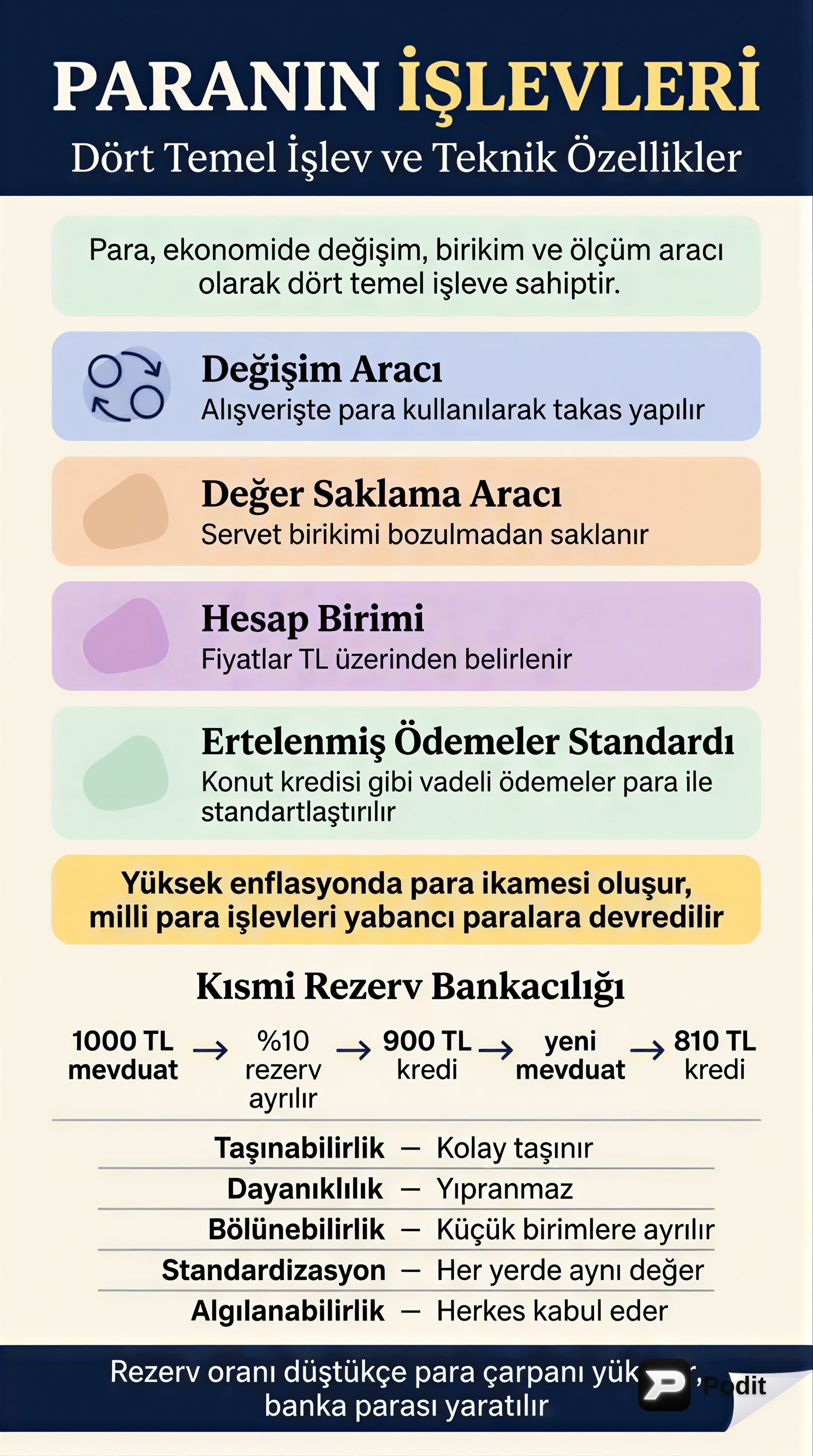 Para Arzı ve Talebi: İşlevler, Sistemler ve Çoğaltan Mekanizması - görsel özet infografik