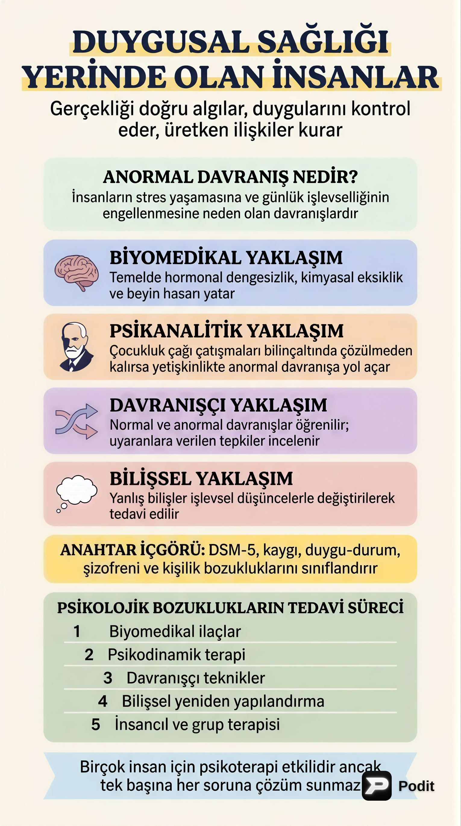 Psikolojik Bozukluklar ve Tedavi Yöntemleri - görsel özet infografik