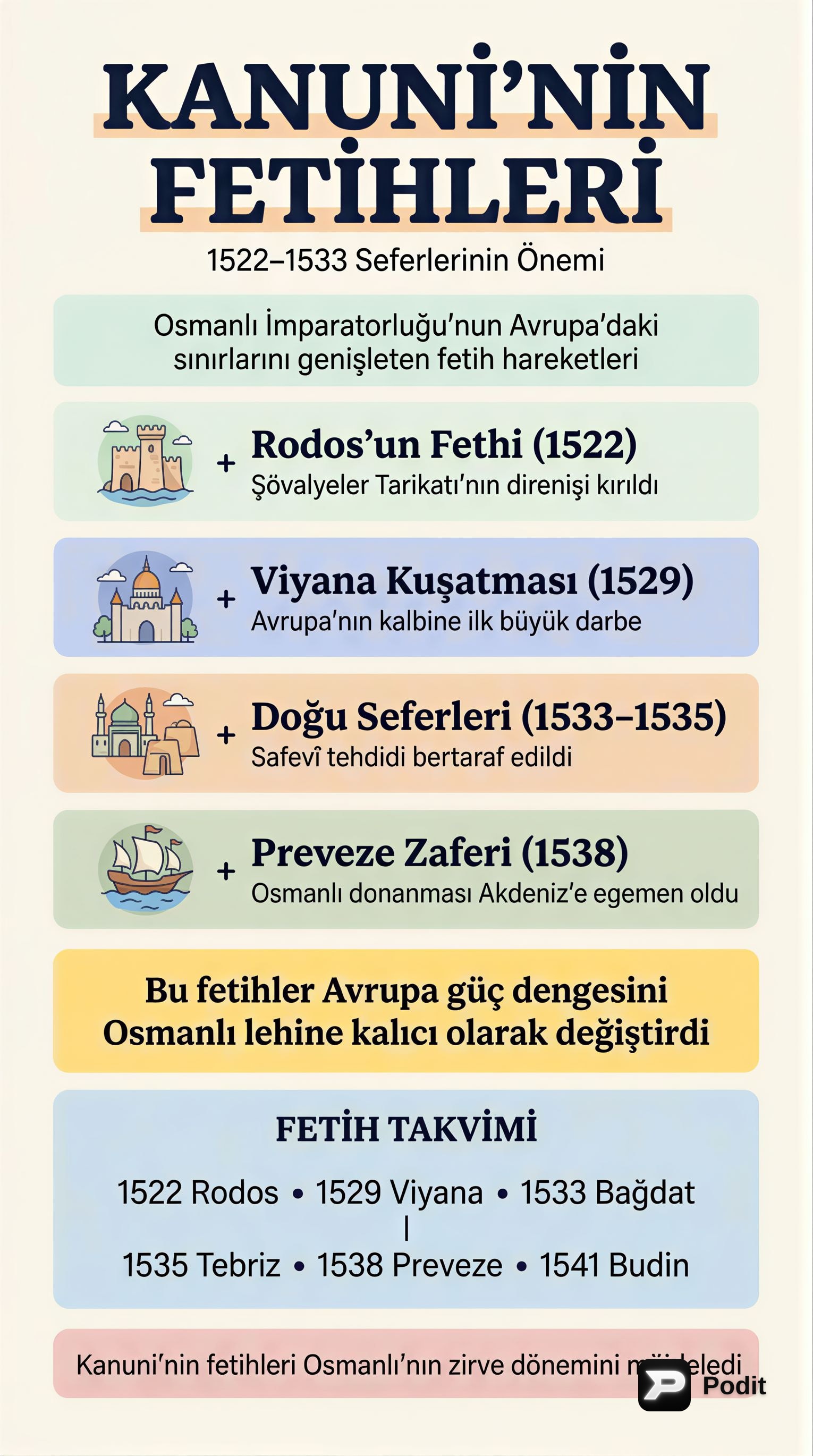 Osmanlı Tarihinde Önemli Dönüm Noktaları - görsel özet infografik