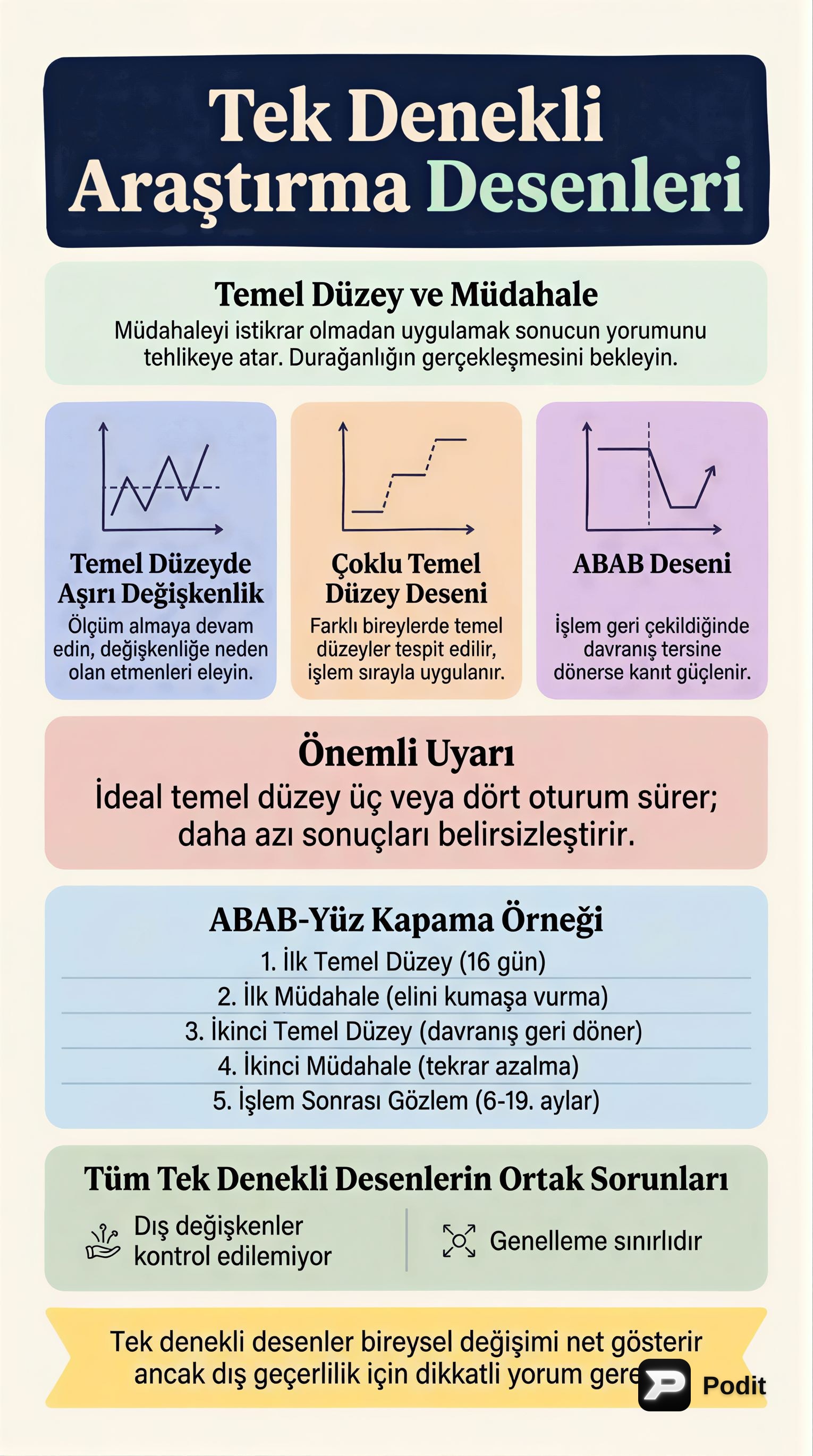Tek Denekli Araştırma Desenleri ve Vaka Çalışmaları - görsel özet infografik