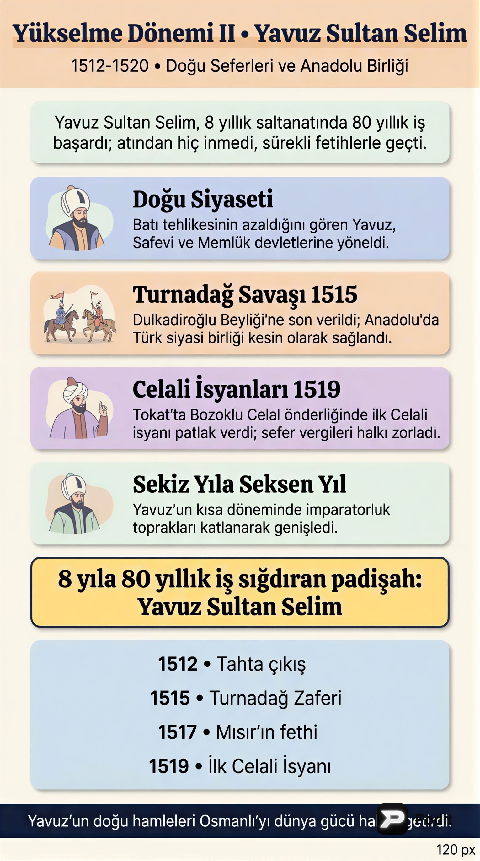 Osmanlı Devleti Yükselme Dönemi (1453-1595) - görsel özet infografik