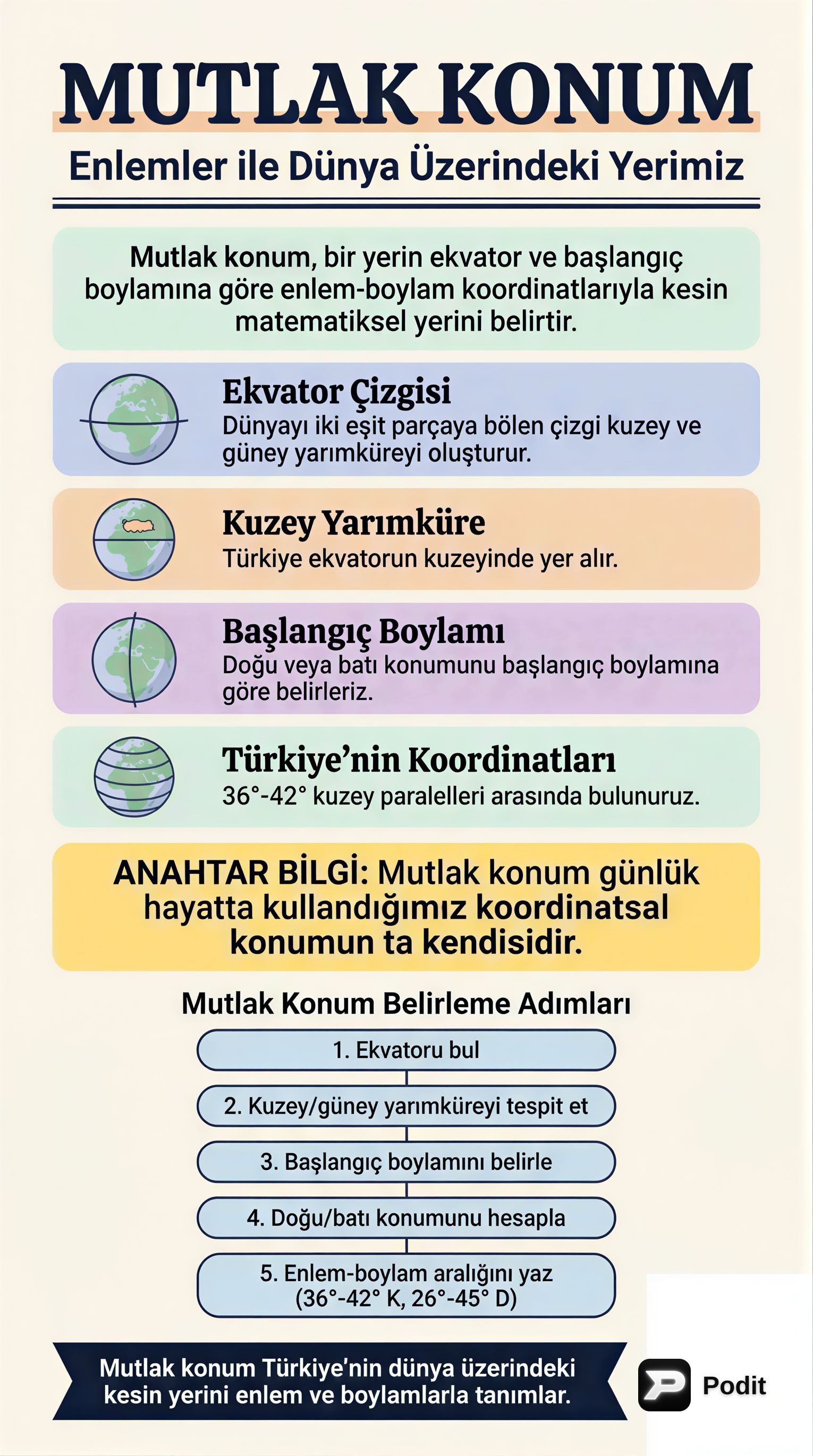 Mutlak Konum: Enlemler ve Coğrafi Etkileri - görsel özet infografik