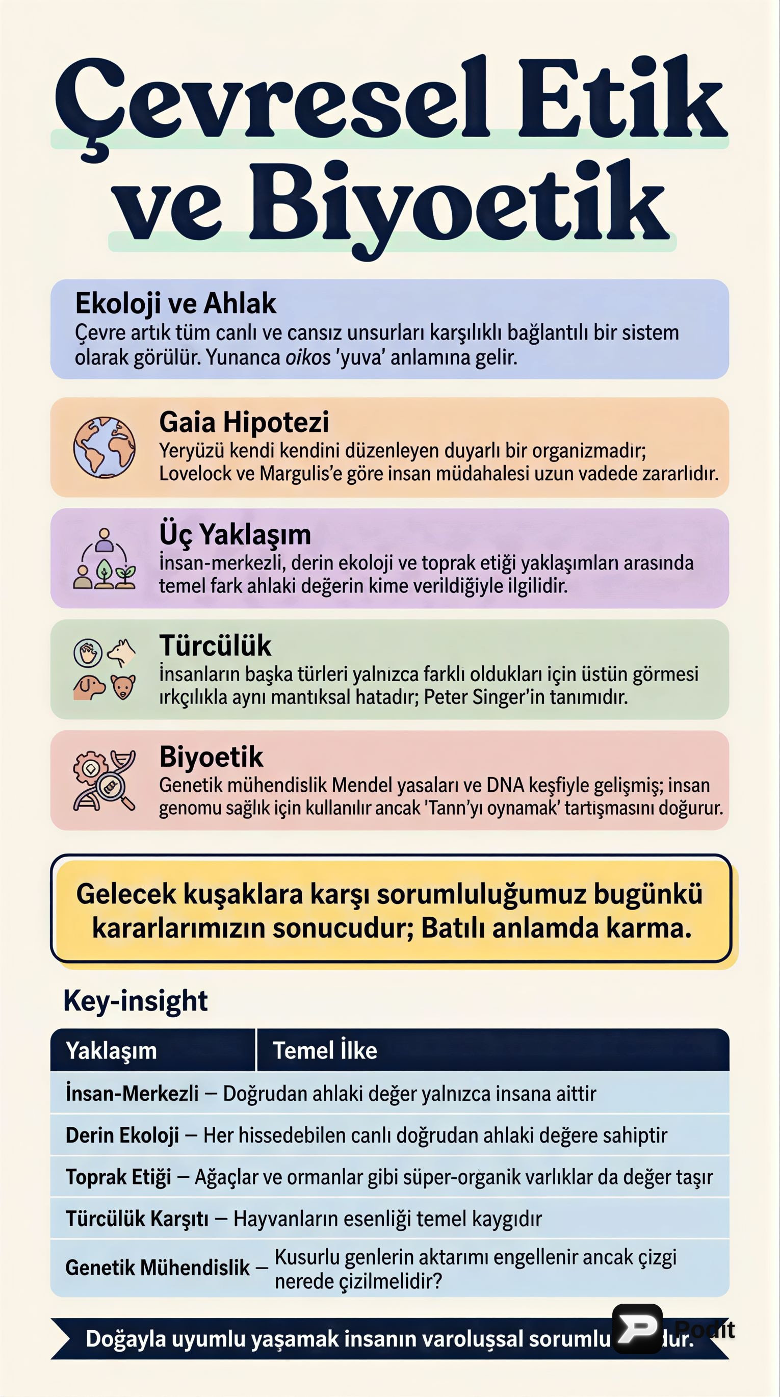 Çevresel Etik ve Biyoetik: Ahlaki İkilemler - görsel özet infografik